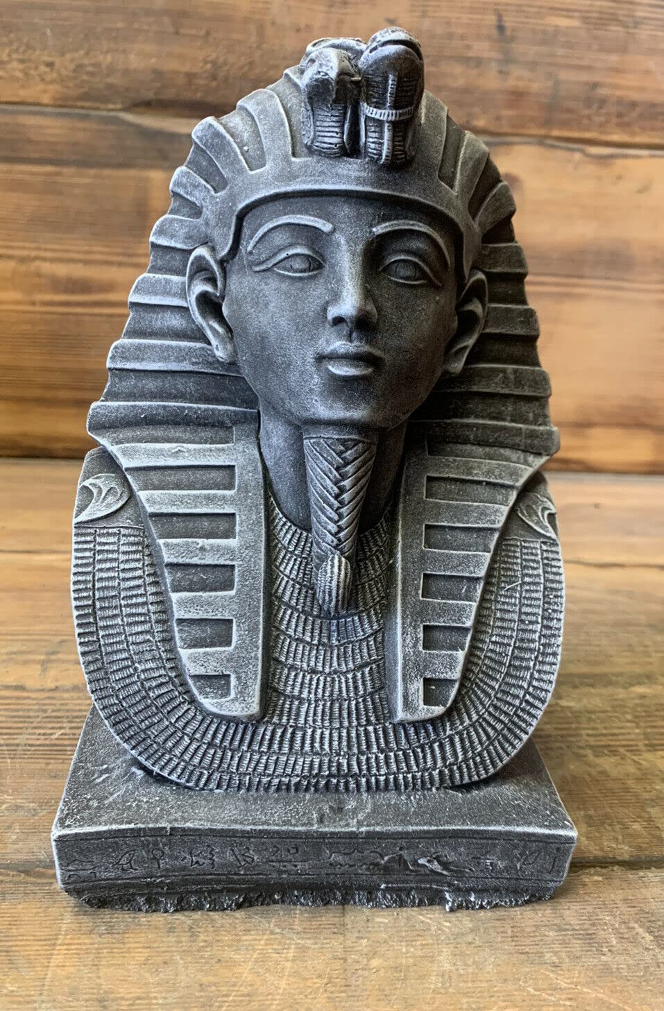 J and L Stone Ornaments Egyptian Medium Tutankhamun Statue, Brown Stone, Tabletop Garden Statue