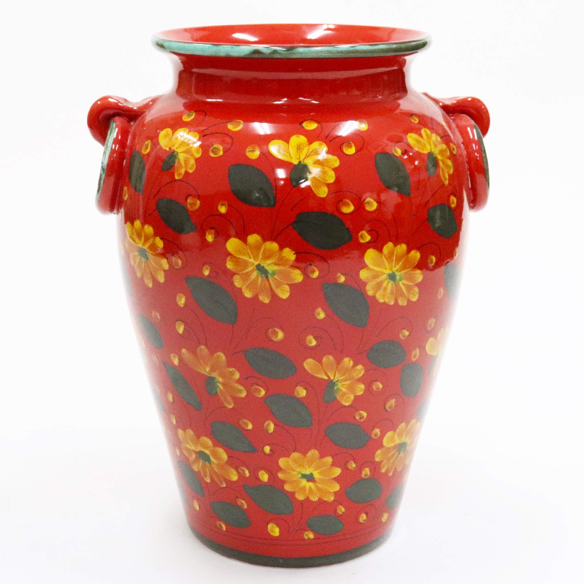 Amazon｜【イタリア製 マヨルカ焼 傘立て】レッド・花柄 33×32×H45cm