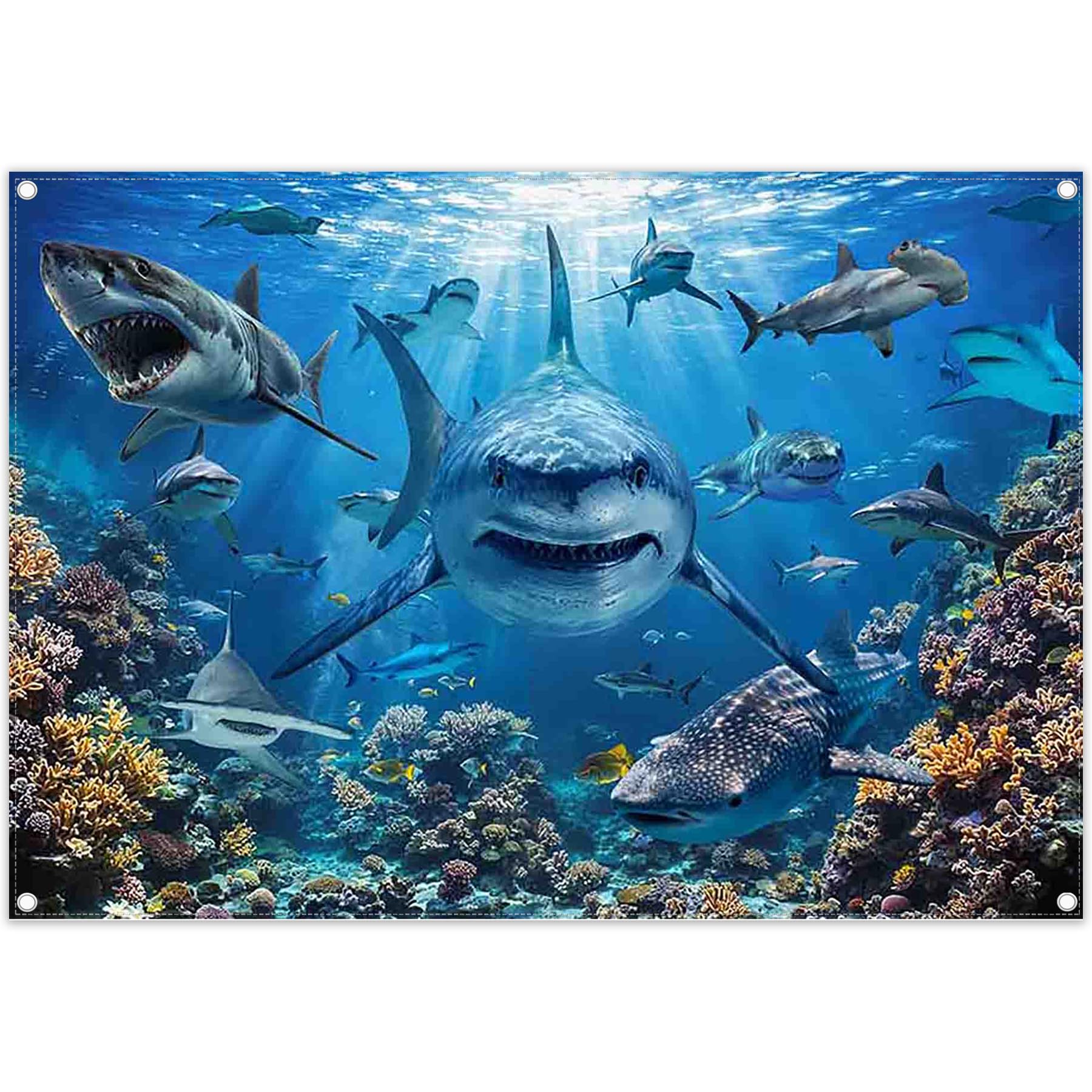 Photo 1 of Swepuck 7x5ft Shark Theme Photography Backdrop