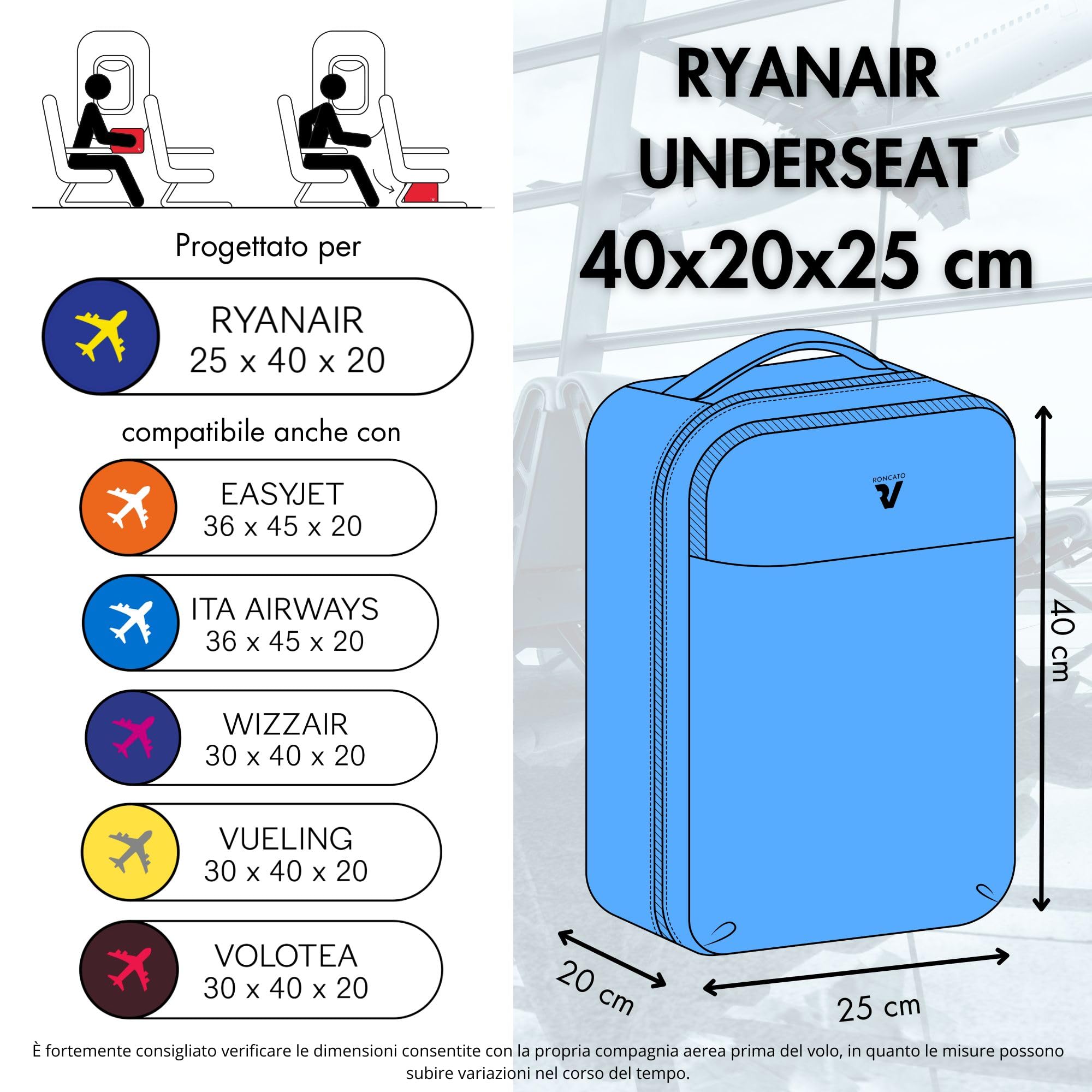Roncato MOVE Ryanair Mochila viaje para portatil 14-40x25x20 cm - Grafito