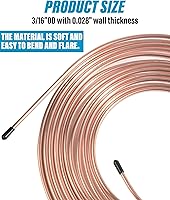 Vista 7 de Kit de línea de freno YAKEFLY de 25 pies x 3/16 pulgadas con revestimiento de cobre, con 16 accesorios y 4 uniones de accesorios de línea de freno