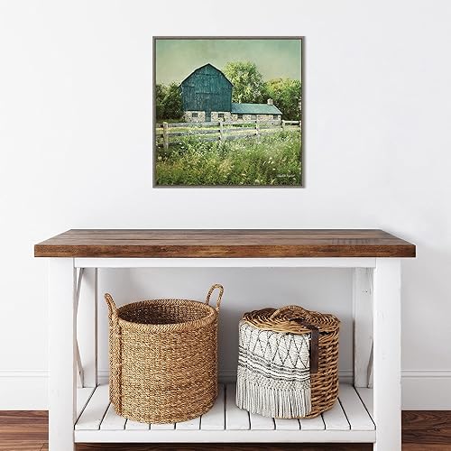 Miniatura 6 de Amanti Art Lienzo enmarcado para pared, diseño de país feliz III (granero) por Elizabeth Urquhart (22 pulgadas de ancho x 22 pulgadas de alto),