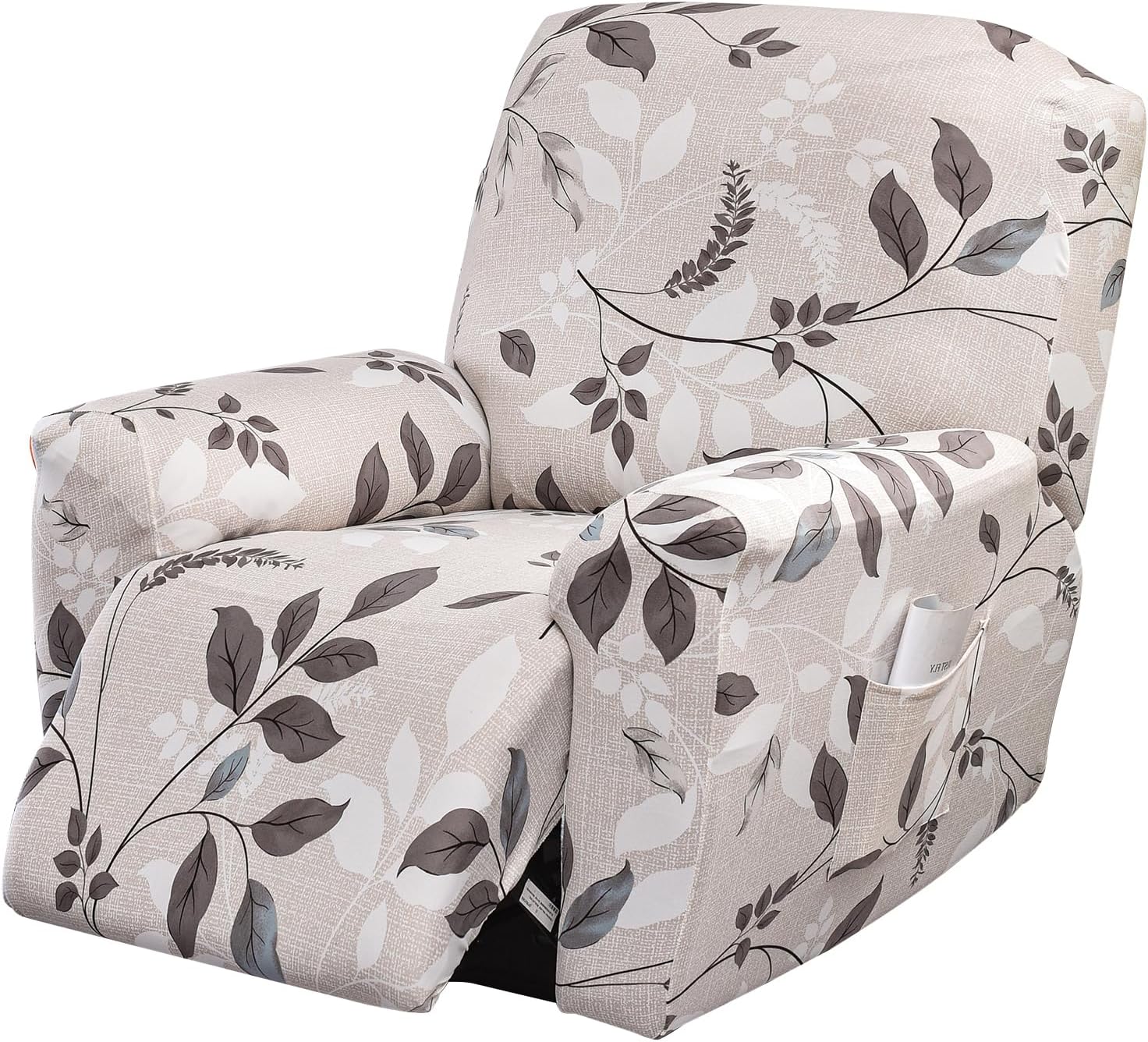 FUANGUI Recliner Chair Cover 4-Pieces Lazyboy Cover for Recliner Chair with Storage Pockets Furniture Protector for Living Room, Jacquard Sofa Slipcover for Kids, Pets, Dog and Cat, 44