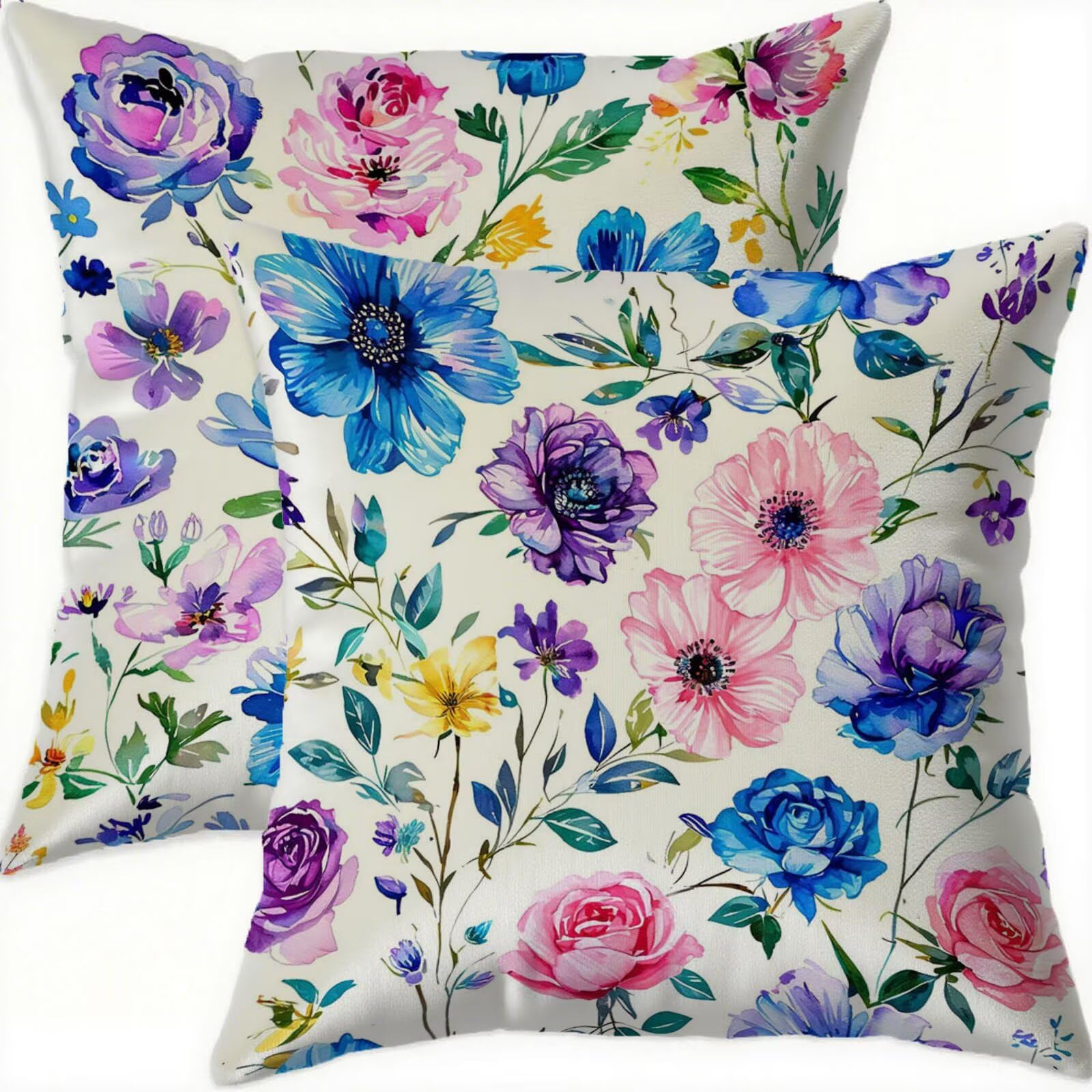 Housse coussin 60x60cm en velours bleu finitions invisibles