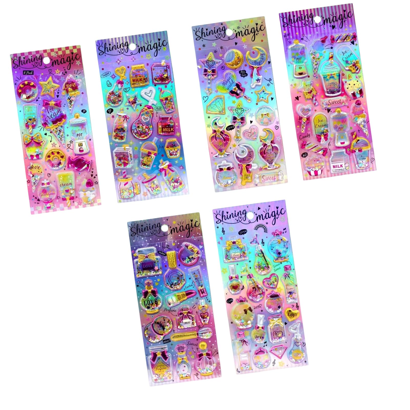 Bling Gold Foil PVC Sticker Kids Reward Sticker Notebook Planner Journal Memo Scrapbooking Decoration Safe Glue
