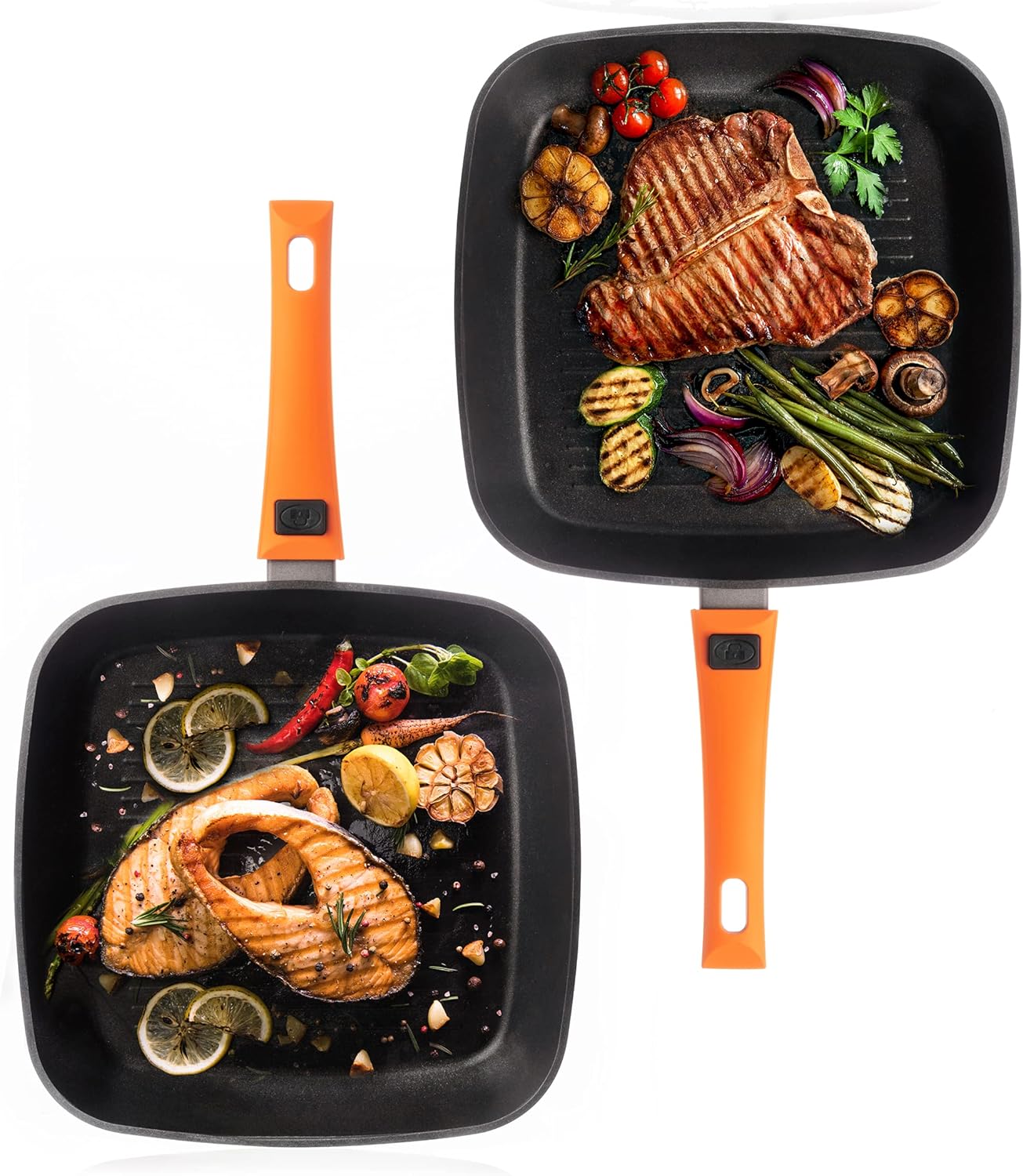 BERELA HOME - Rockmag II. Plancha Grill Asador Antiadherente con Mango Desmontable. 28 x 28 cm