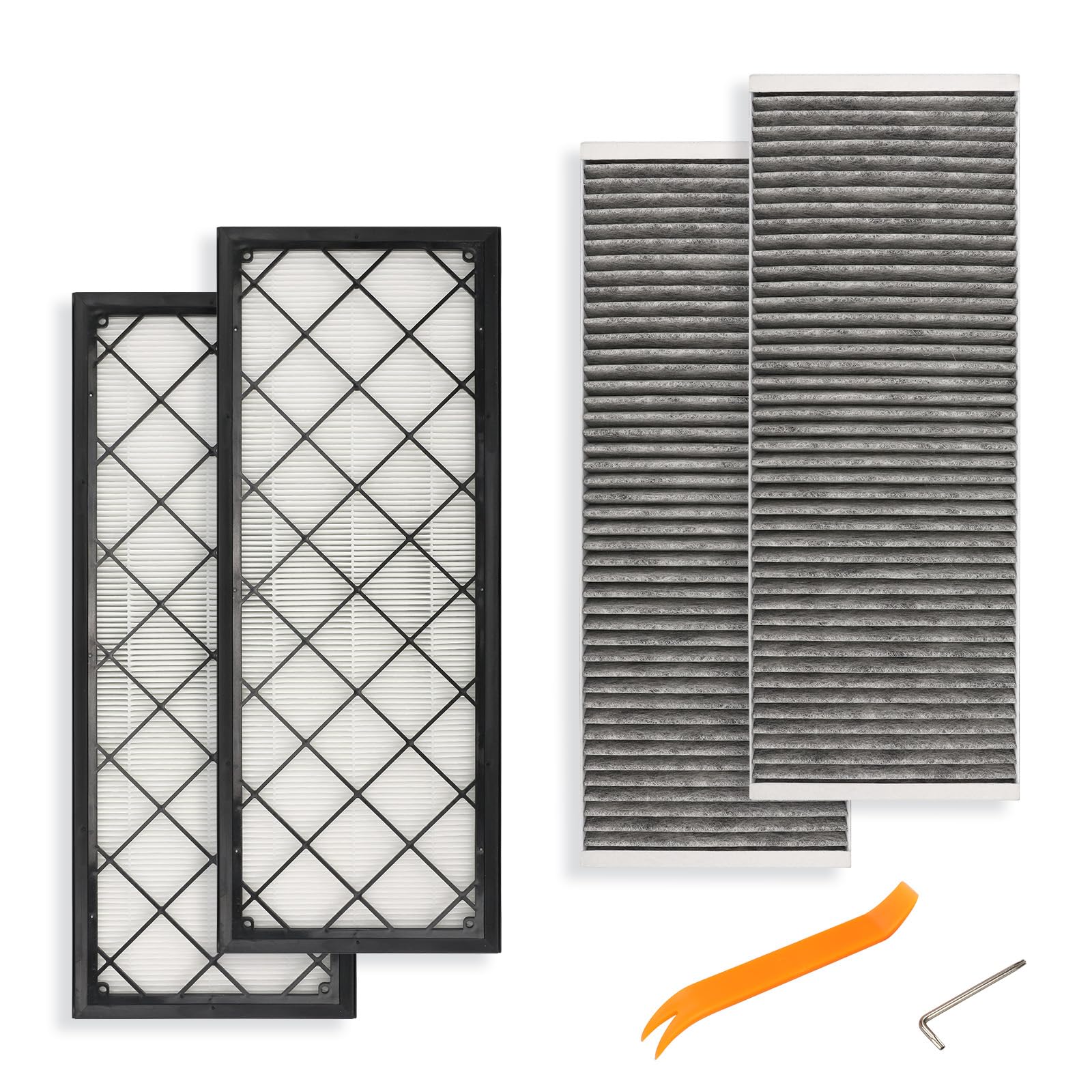 Juego de 4 filtros de habitáculo con carbón activado Compatible con Tesla Model Y (2020–2026) y Juniper, Kit de filtros de aire de repuesto con filtración de 5 capas para Coche