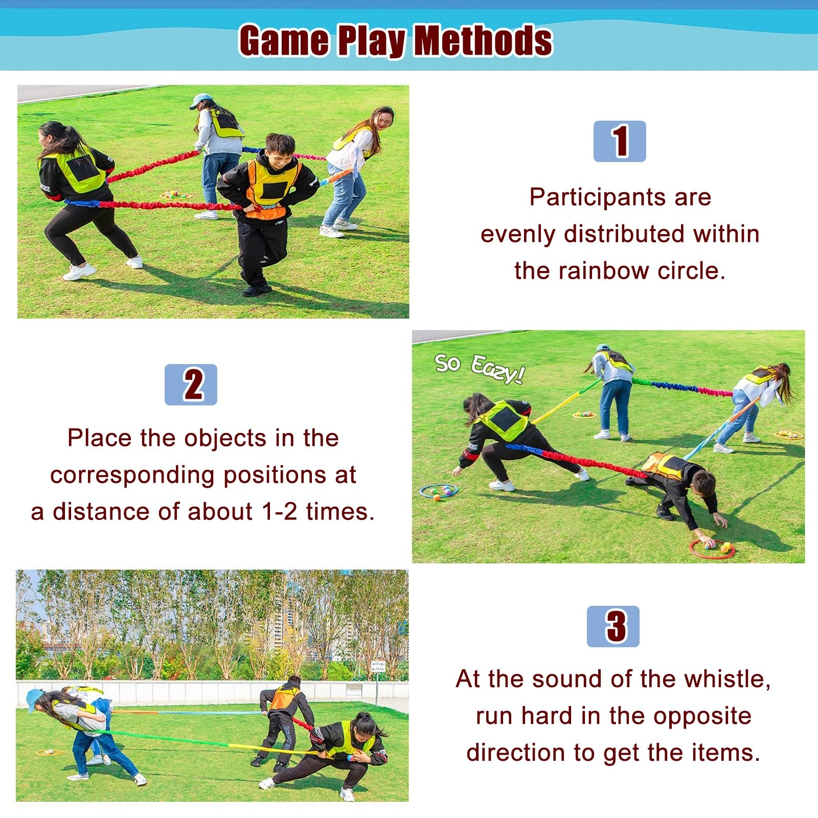 Morbida fascia di resistenza per movimento scuola/parco giochi, corda in pile elastica creativa cooperativa – 4,9 m
