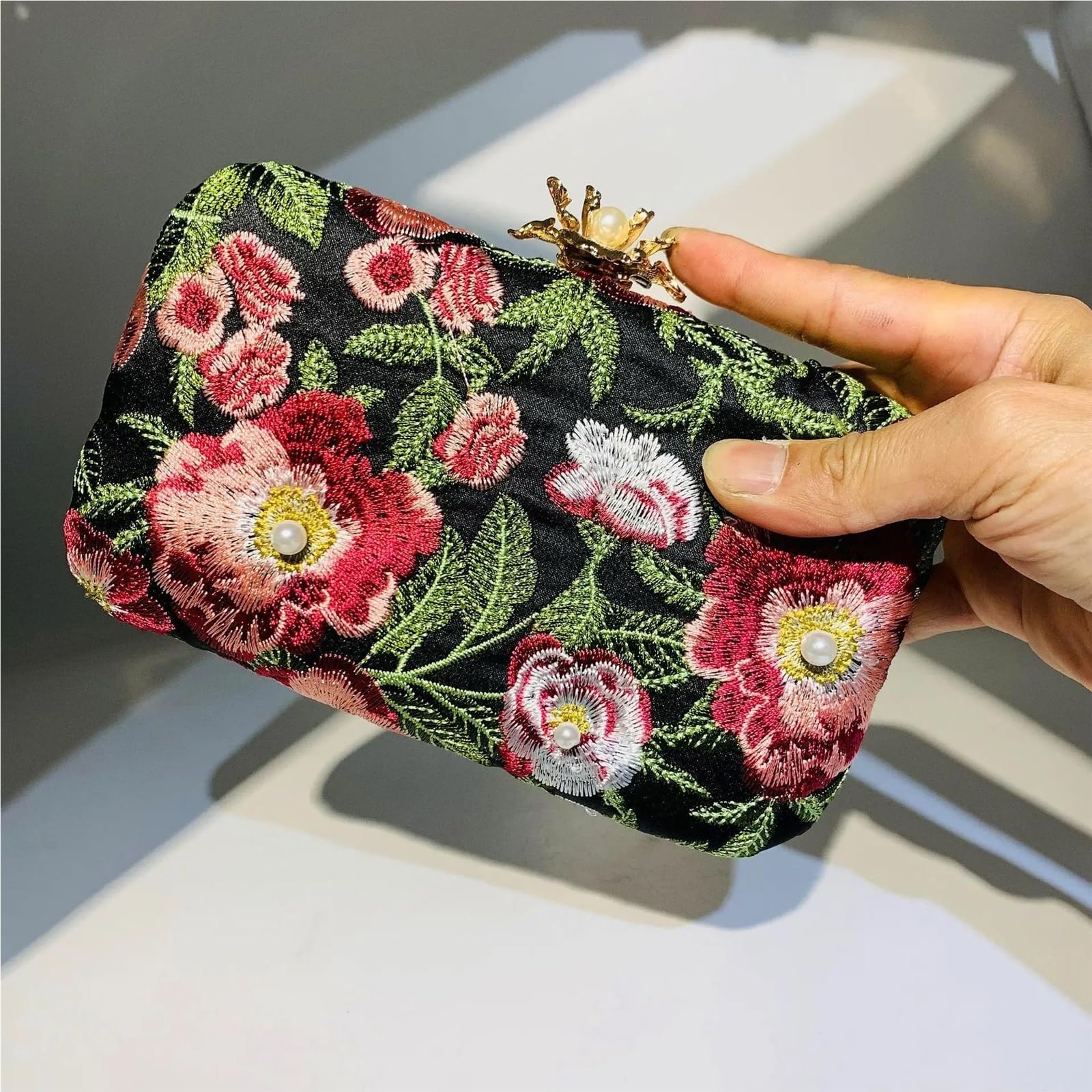 Bestickte Clutch Handgemachte bestickte Damentasche Perlen Abendtasche Damen Handtasche Vintage Schultertasche FüR Hochzeits Party Und Geschenke