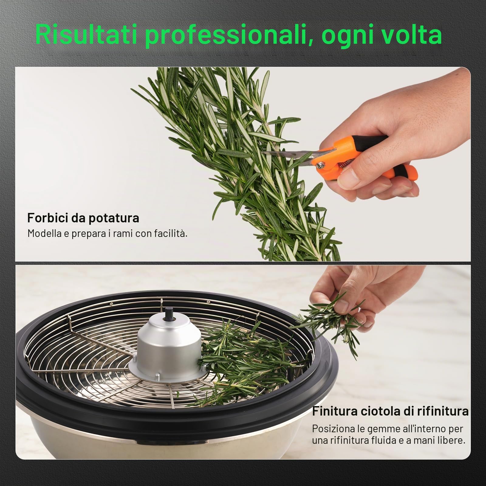 VIVOSUN Decespugliatore per boccioli da 40,6 cm, cupola trasparente visibile, lame affilate in acciaio inox per taglio rotante e scatola ingranaggi in metallo solido, potatore manuale incluso