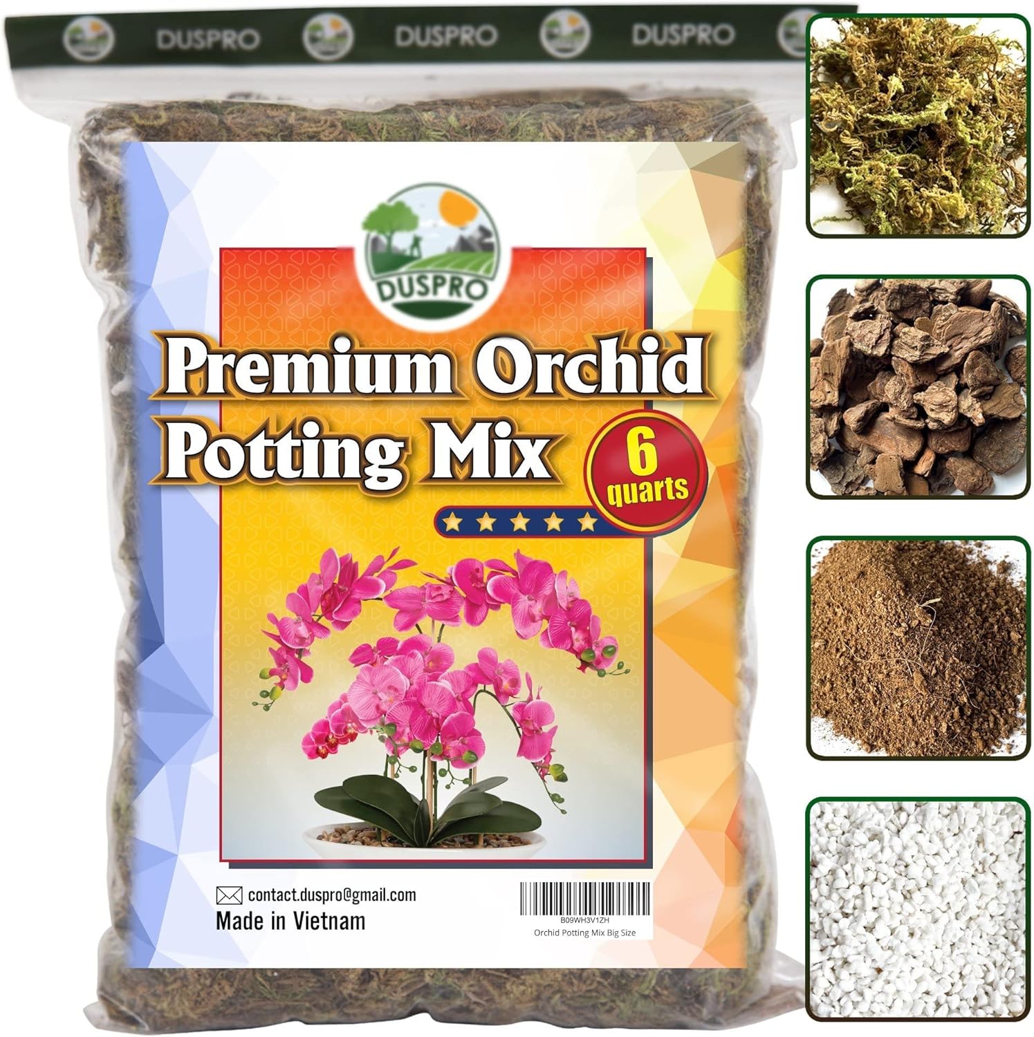 DUSPRO Orchid Potting Mix with Moss Pine Bark Mulch Perlite Stone
