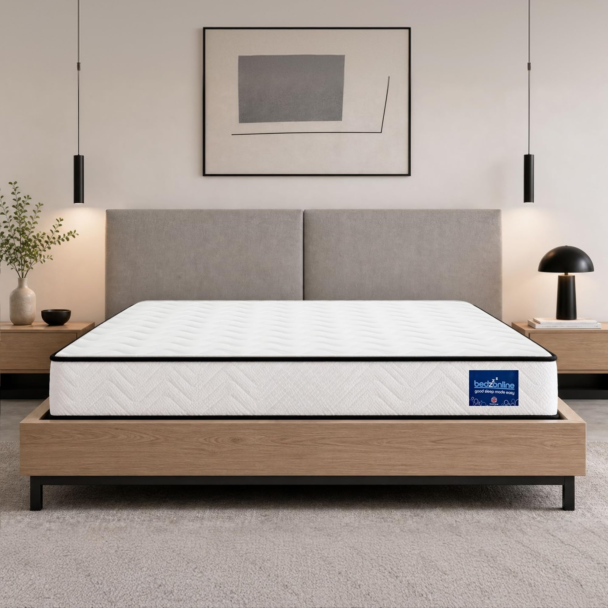 BEDZONLINE Pocket Sprung Memory Foam Hybrid Mattress - UK Double | 190 x 135 x 20 cm | Zero Motion Transfer | Superior Spinal Alignment | Orthopaedic Sleep Support | Plush, Cooling & Hypoallergenic