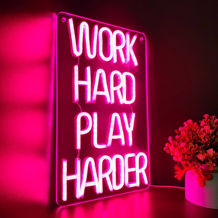 Amazon.co.jp: Work Hard Play Harder ネオンサイン 部屋の装飾