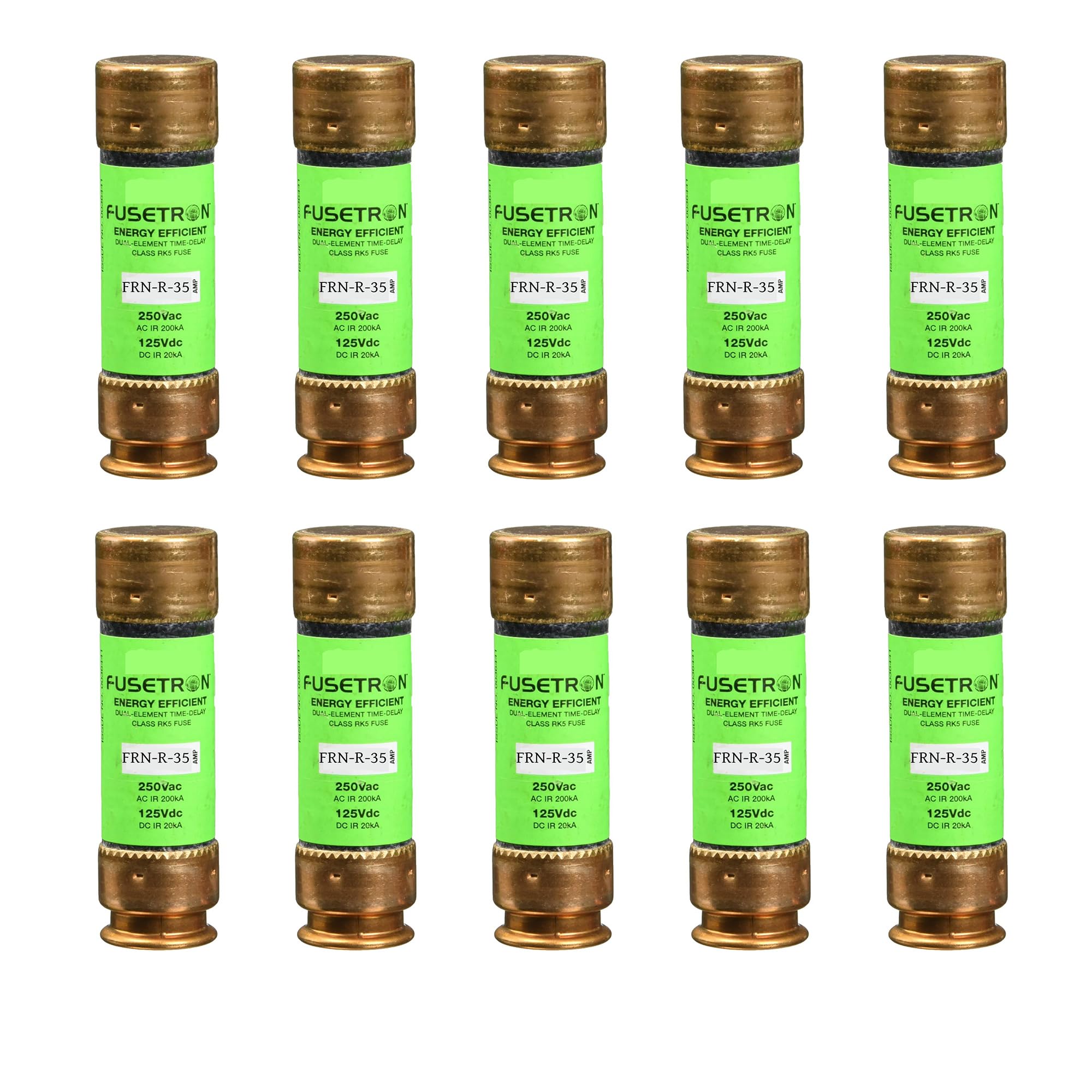 Photo 1 of 10-Pack New FRN-R-35 FRN-R-35A 250Vac Time Delay Fuse?FRN-R-35A Current Limiting Class RK5 Fuse