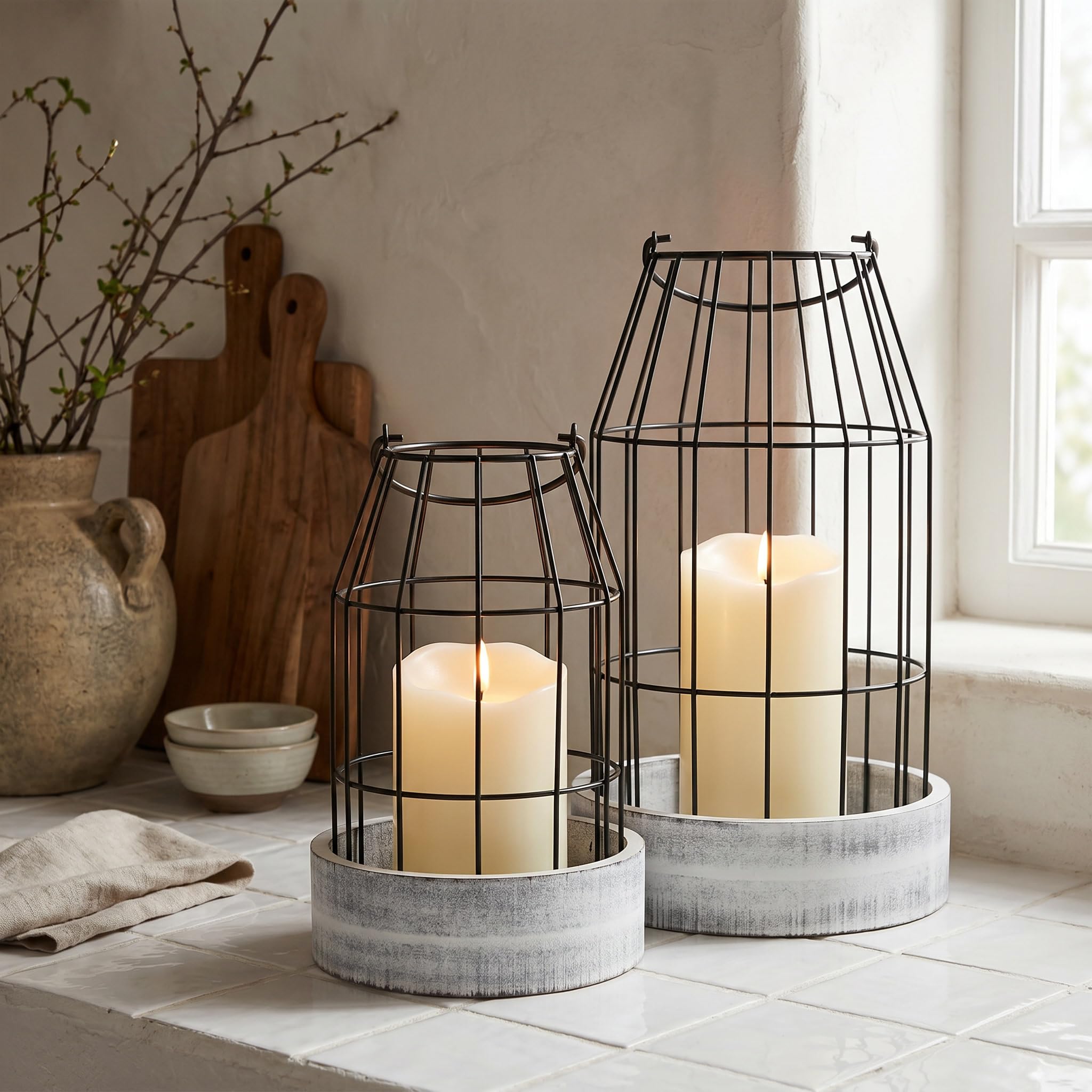 Lanterna rustica decorativa da fattoria, elegante lanterna decorativa per soggiorno, caminetto o tavolo da pranzo da cucina, moderna bellezza di lusso per tutta la casa
