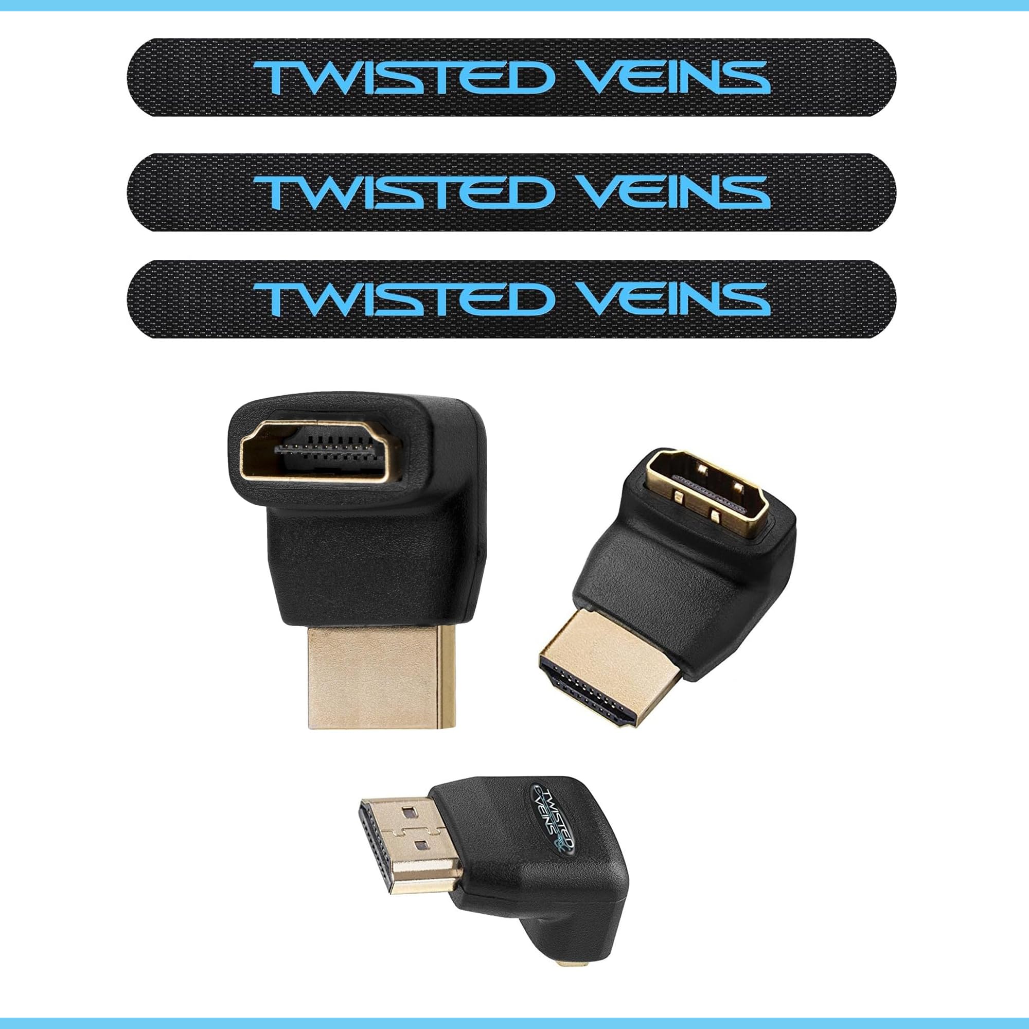 Lot de 40 câbles HDMI 4K de 4,5 m (20 paquets de 2 paquets individuels), 20 adaptateurs d'angle gauche et 60 attaches en microfibre, cordons tressés de 5 m, HDMI 2.0b 4K 60 Hz HDR, ARC
