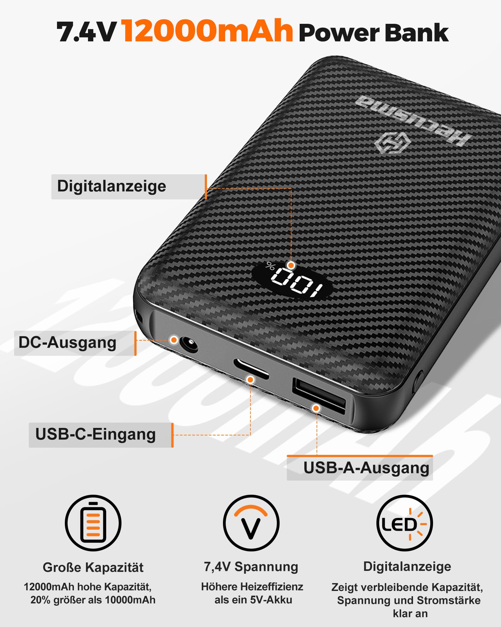 Unisex Fleece Heizweste Kinder mit powerbank 12000 mAh 7.4 V, Beheizbare Weste Jungen und Mädchen mit 5 Heizzone, Heizweste Kinder für Winter Outdoor-Oberteil Leichte - L