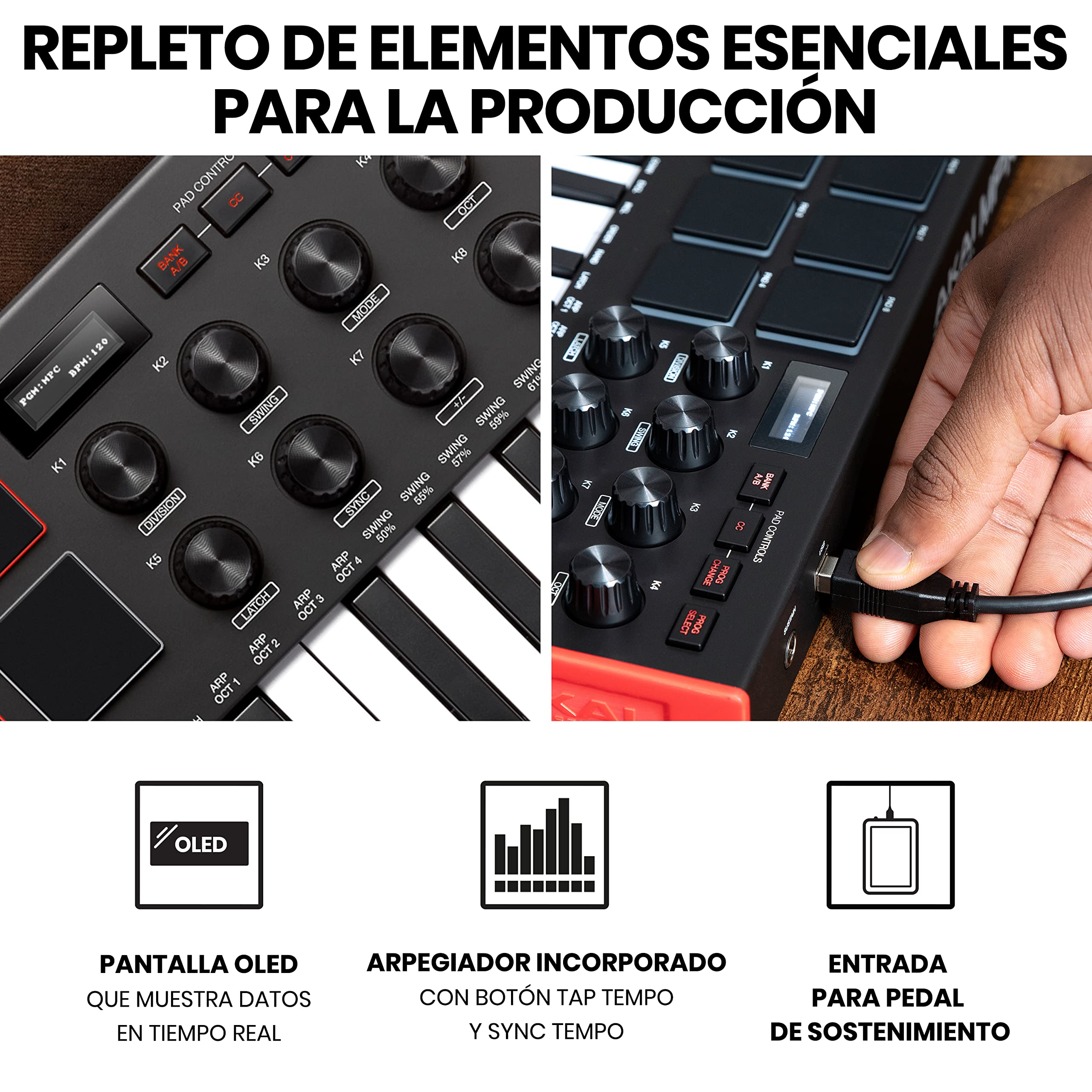 AKAI Professional MPK Mini MK3 + interfaz audio M-Audio M-Track Solo - Teclado Controlador MIDI USB de 25 Teclas con tarjeta de sonido USB