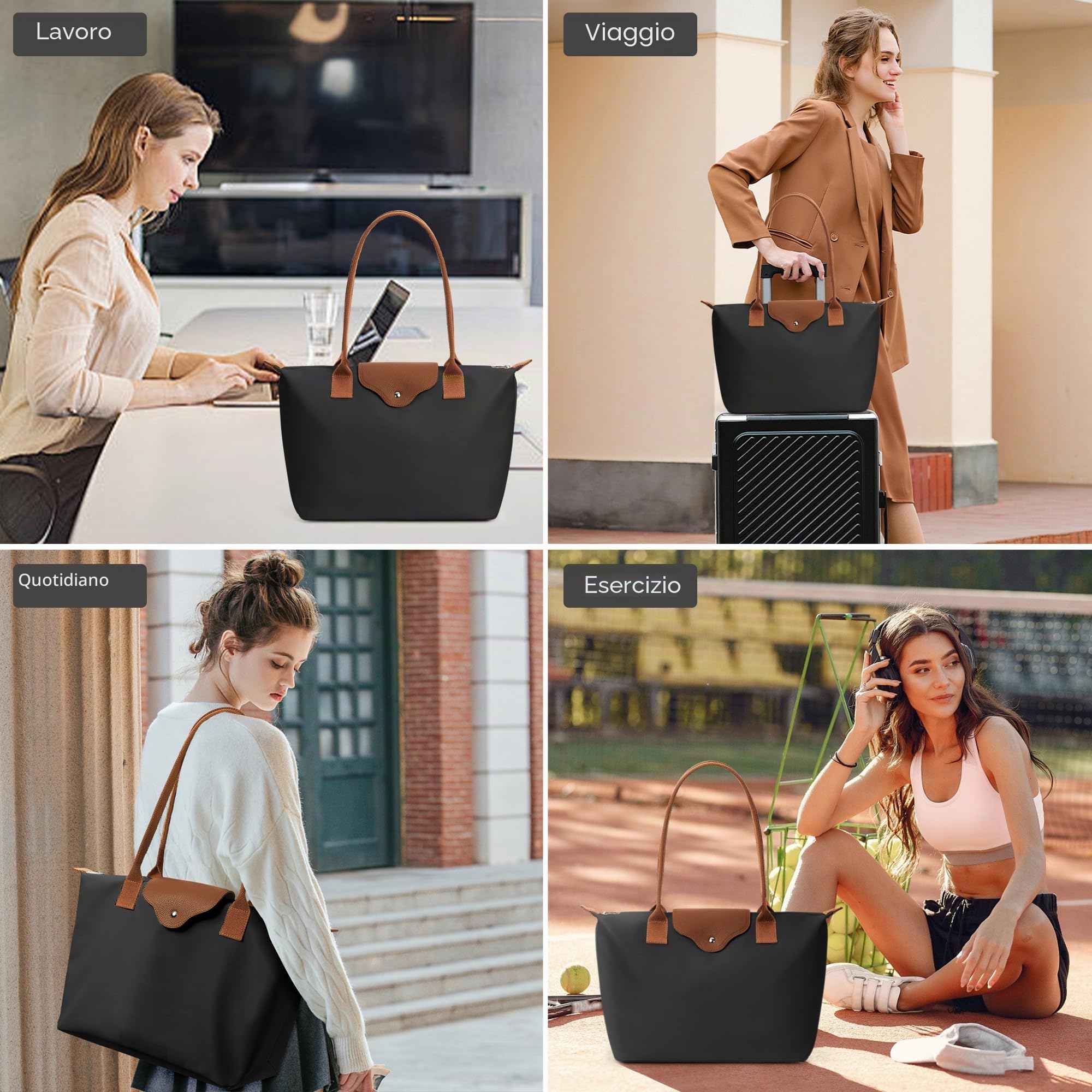 KALIDI Borsa a mano da donna, grande, borsa shopper da donna, impermeabile, borsa da lavoro, borsa a tracolla, per lavoro, ufficio, viaggi, shopping, scuola