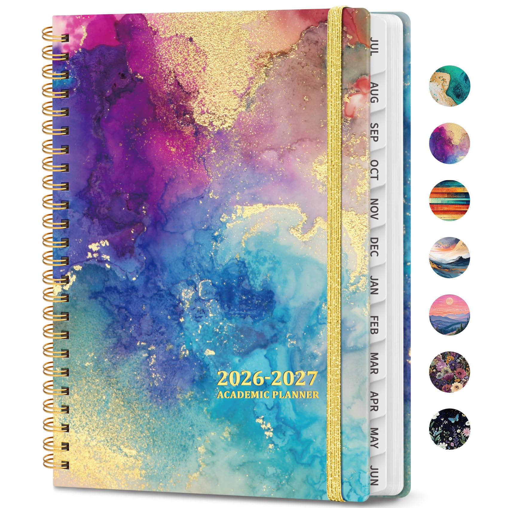 Agenda accademica 2026-2027, calendario settimanale e mensile, luglio 2026-giugno 2027, copertina rigida con linguette, perfetto per insegnanti, studenti, donne e uomini, formato A4 (21,6 x 27,9 cm
