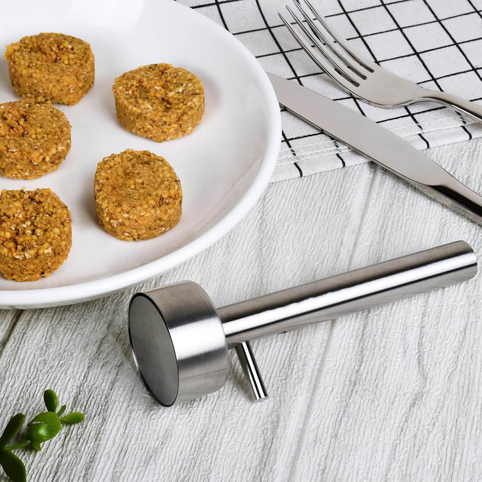 Falafel Portionierer, Paletta Professionale per Falafel, Paletta per Falafel da 4 cm, in Acciaio Inox,Spessa Falafel Maker Scoop, Acciaio Inox Paletta per Falafel per Fare Falafel/Polpette