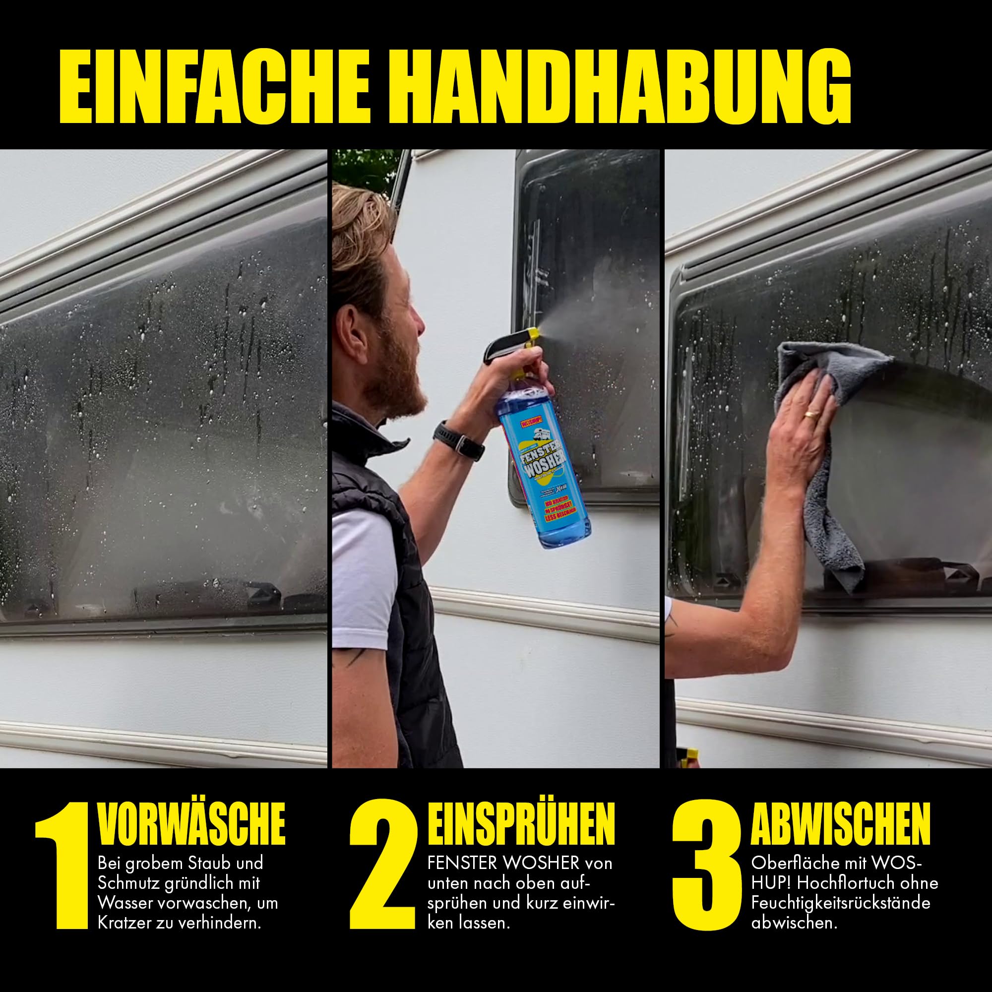 Fensterreiniger Xtra Skin Schutzfilm 10000 ml Glasreiniger für Plexiglas Acrylglas Scheibenreiniger für Wohnwagen, Wohnmobil, Auto, Caravan Streifenfreie Reinigung innen und außen