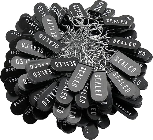 Sellos de seguridad de candado de alambre de plástico numerados secuencialmente (paquete de 100) (negro)