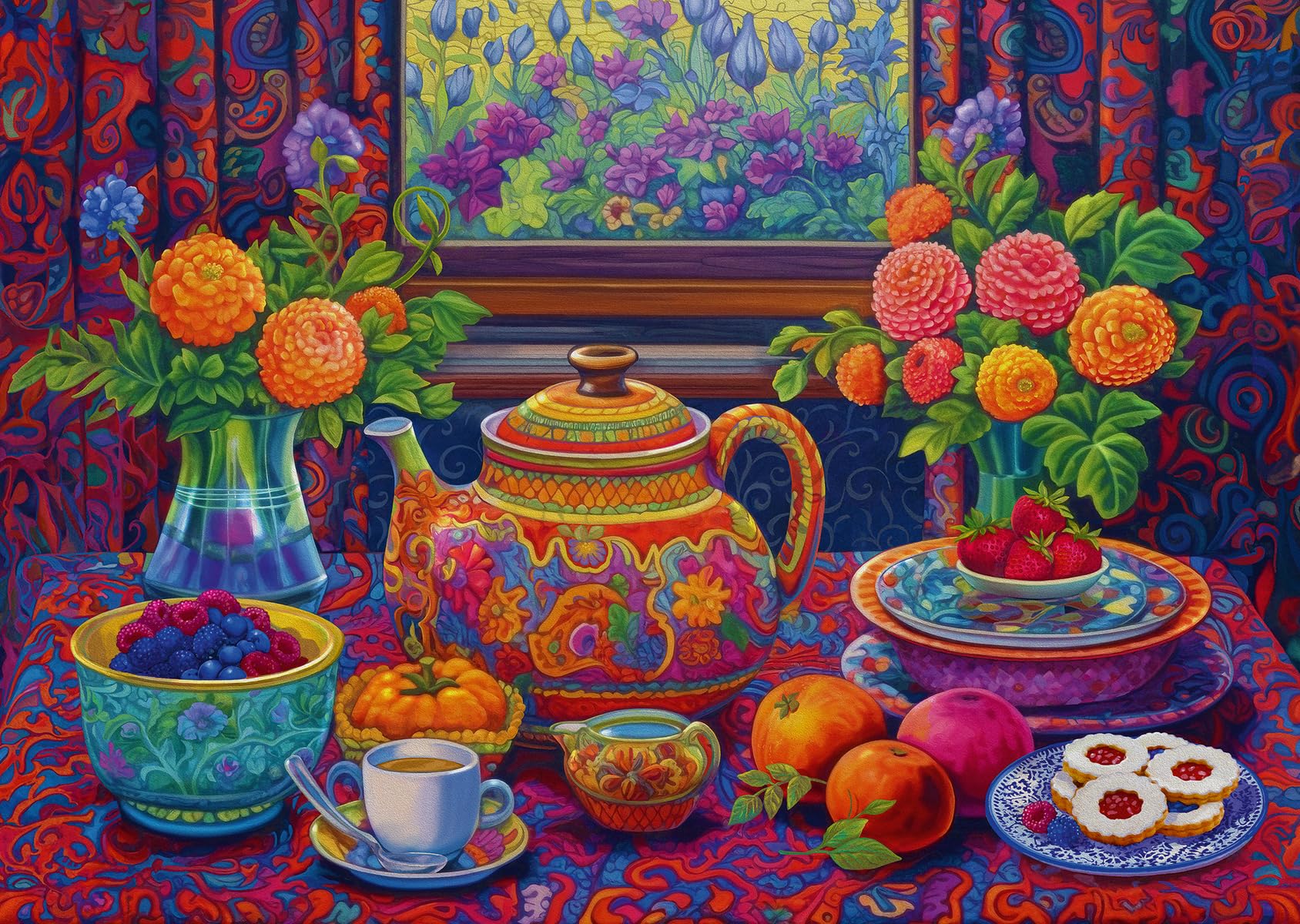 RavensburgerTime for Tea 300 Piece Large Format Jigsaw Puzzle | Relaxing Tea Time Scene | Eco-Conscious Puzzle Making