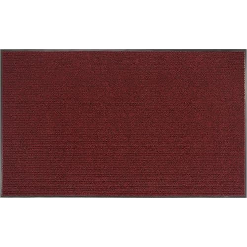 Amazon Basics Poly Linear-Rib Commercial Carpet Vinyl-Backed Mat 4' X 6' Red/Black