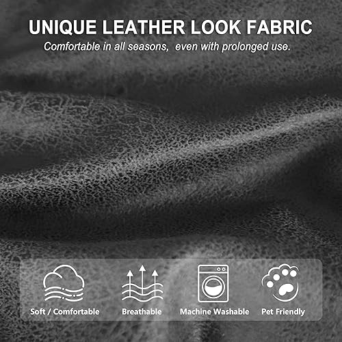 Miniatura 39 de Fundas para sillas reclinables con aspecto de cuero, funda elástica de 4 piezas, funda suave para silla reclinable, protector de muebles lavable