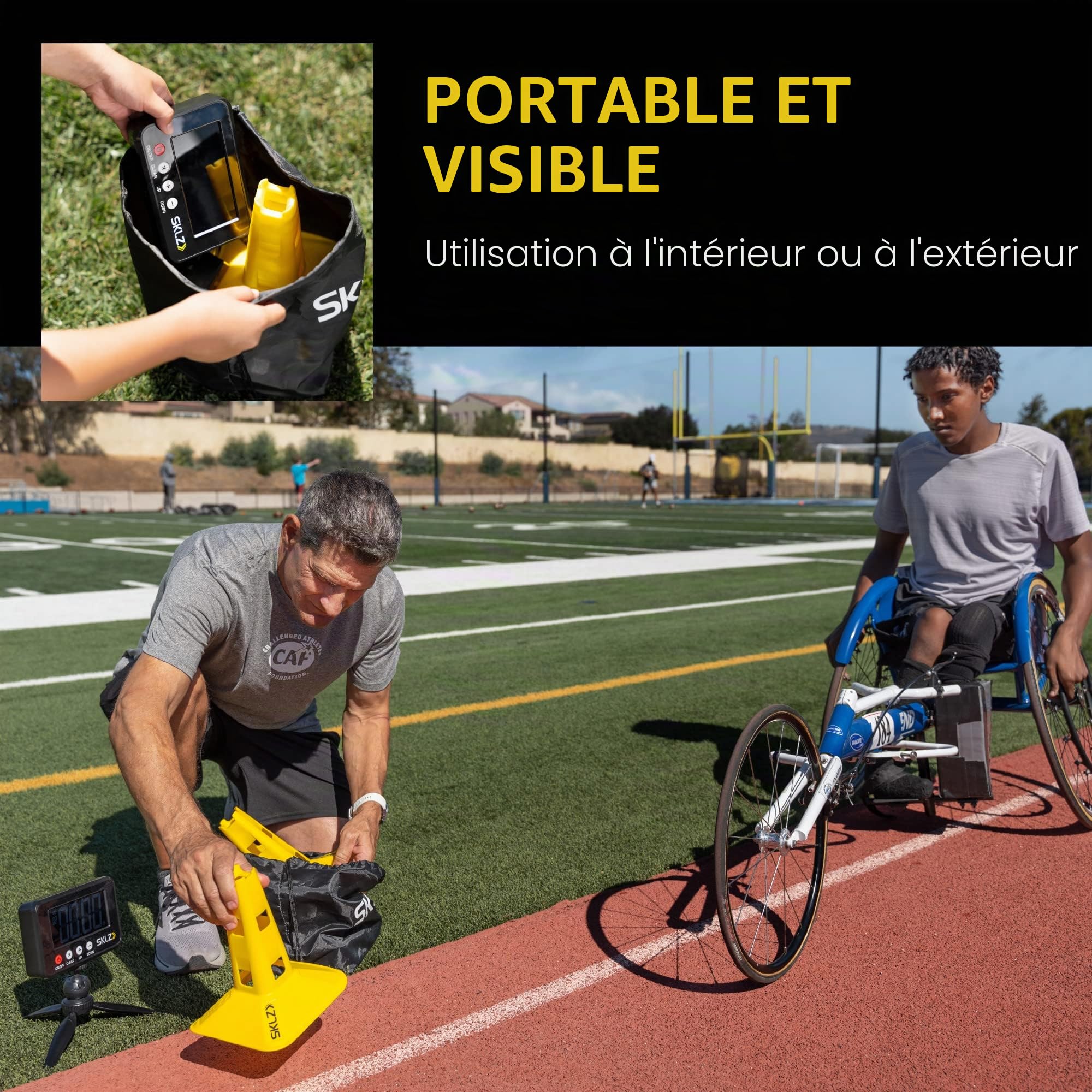 SKLZ Speed Gates,système d’entraînement Vitesse avec chronomètre,Mesure Jusqu’à 50 Yards,enregistre 50 Temps,Usage intérieur et extérieur,Parfait pour Vitesse,Puissance et accélération,Set Complet