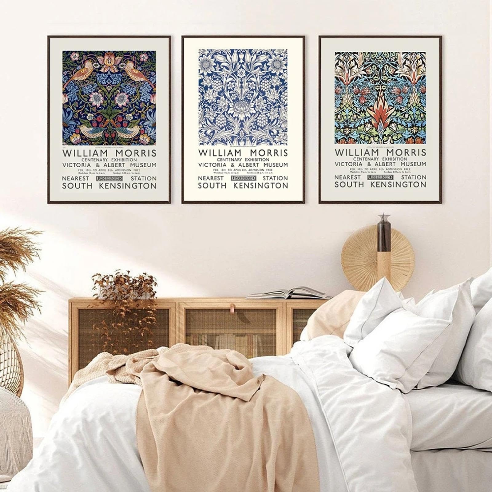 GKUVBF London Underground Art Nouveau Painting William Morris Stampa su tela Poster della mostra del museo per la decorazione della parete del soggiorno 70x100cm-3 pezzi senza cornice