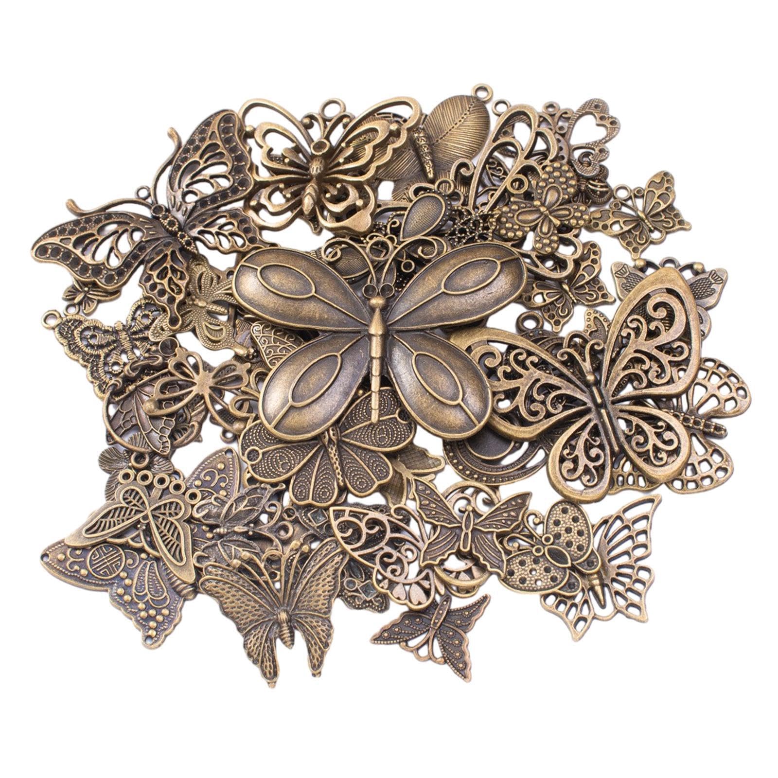 AUYXSSZ Zinc Alloy Antique Charms Unique Vintage Style Creating Beautiful Necklaces and Bracelets Antique Style Zinc Alloy DIY Jewelry Making Charm Anklets, Bronze, 50g