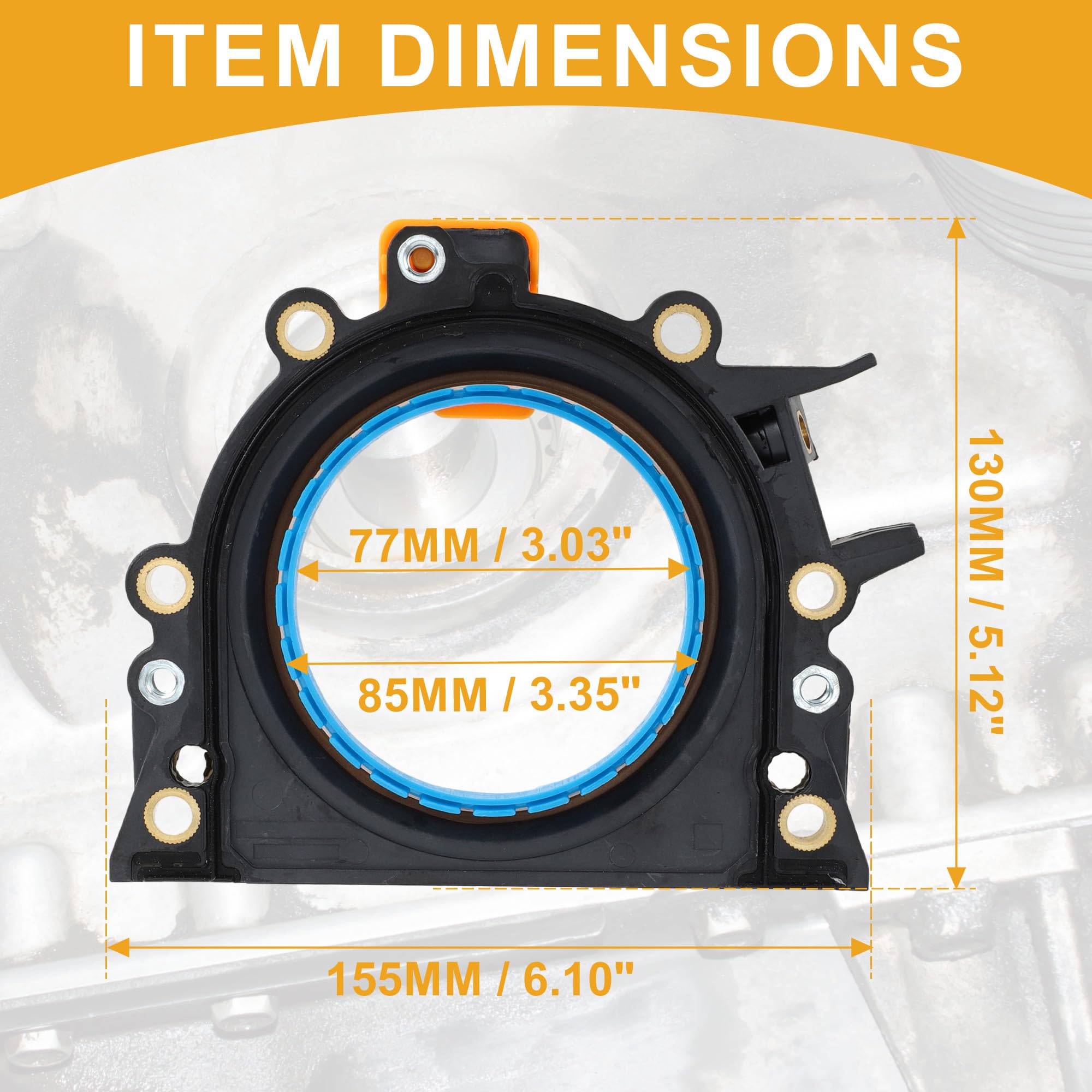 Joint D'Arbre À Cames Avec Bride Pour Volkswagen Jetta 05-06 1Pc | OE: 038103171S, Pour VW Caddy 1.9 & 2.0 TDi 1996-2019, Caoutchouc NBR, Couleur Noir, Position Arrière, 1Pc