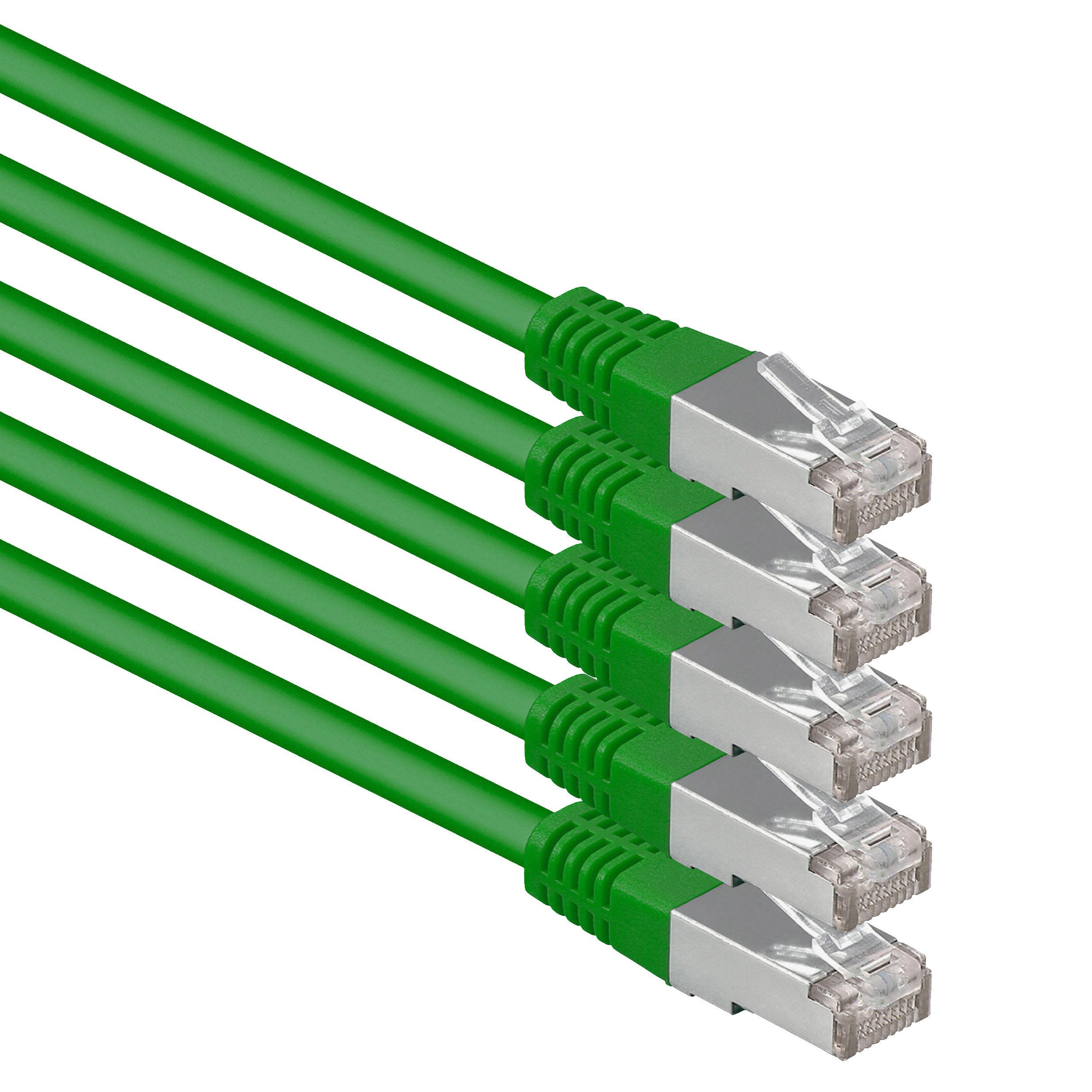 3,0 m grün - 5 Stück Cat.6 Patchkabel Netzwerkkabel CAT6 S-FTP Gigabit LAN PIMF CAT 6 Kupfer CU Halogenfrei Internet DSL Spielkonsole Smart TV