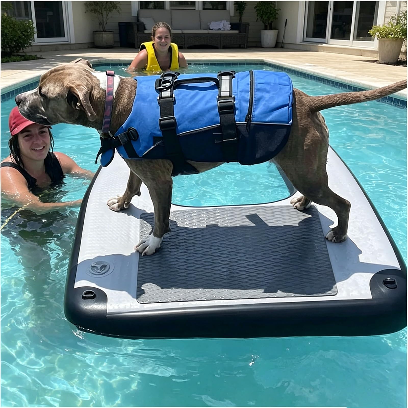 WDJBPSH Dog Floating Water Ramp with Storage Bags, Easy Entry Inflatable Pet Climbing Ramps for Dogs to Get on/off Boats, Docks & Pools(Black)