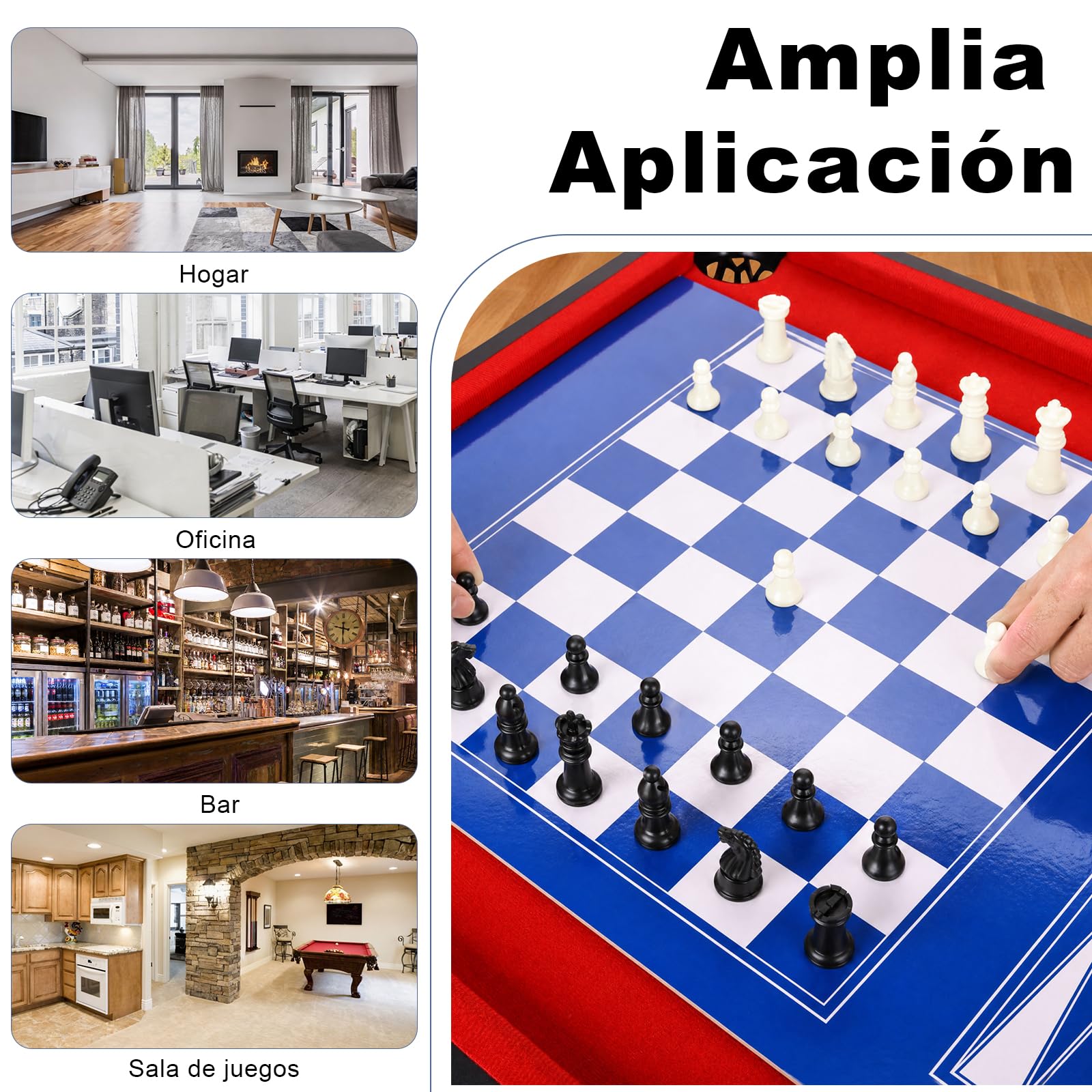 Mesa multijuegos 14en1 122cm Billar Ping Pong Air Hockey | Mesa de Juegos,Basket,Bowling,Ajedrez,Tiro con arco.Tableros apilables,madera,accesorios,ideal para familia.