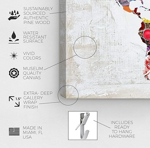 Miniatura 6 de The Oliver Gal Artist Co. Maps and Flags - Lienzo decorativo para pared, diseño hipster Mapa Mundi, decoración del hogar, 24 x 16 pulgadas, blanco,