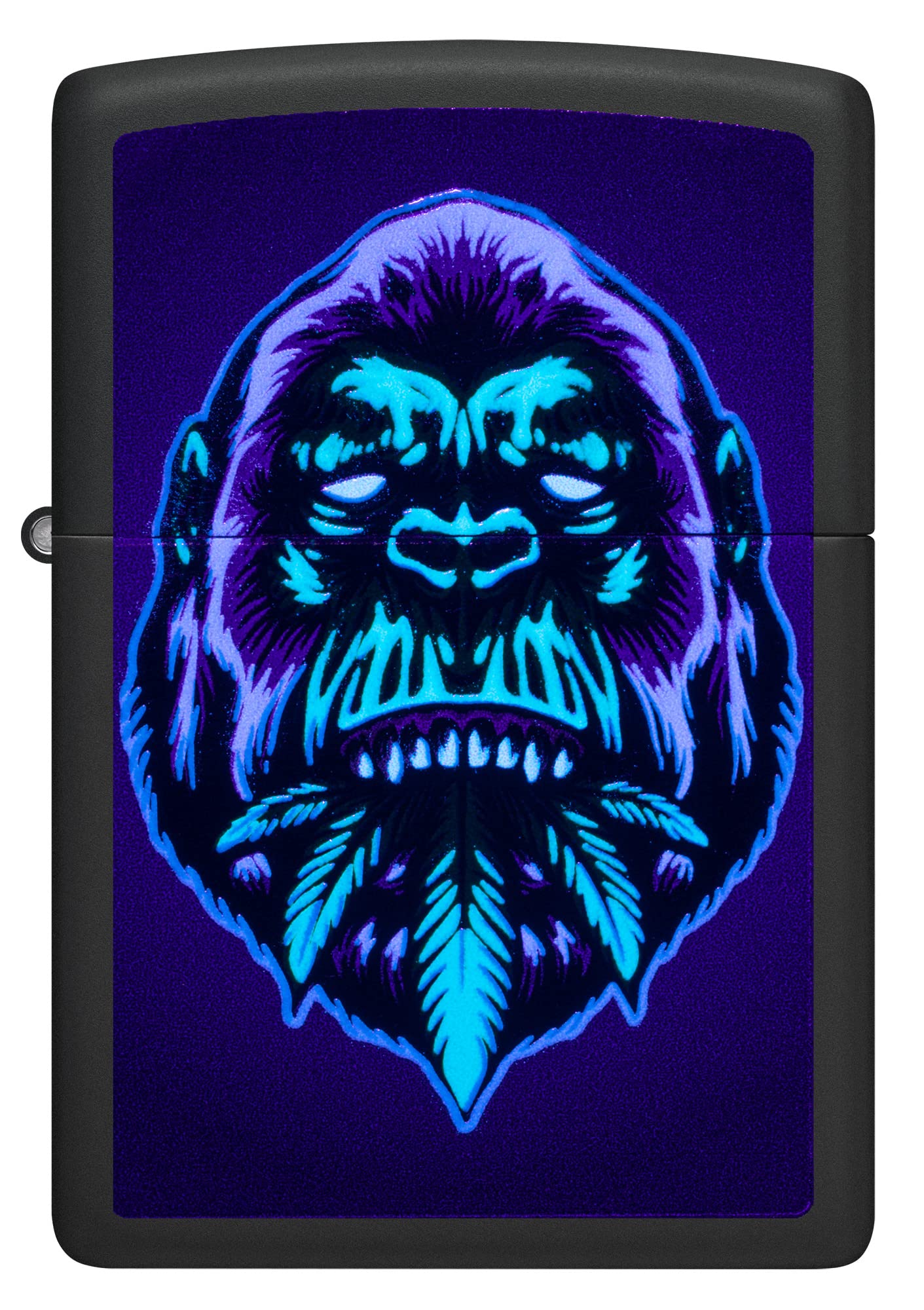 Zippo Encendedor a Prueba de Viento Recargable - Cannabis Gorilla Acabado Negro Mate Efecto Luz Negra