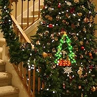 Vista 4 de Luces de silueta de ventana de Navidad, árbol de Navidad iluminado, decoraciones de doble cara con 50 luces incandescentes, para decoración