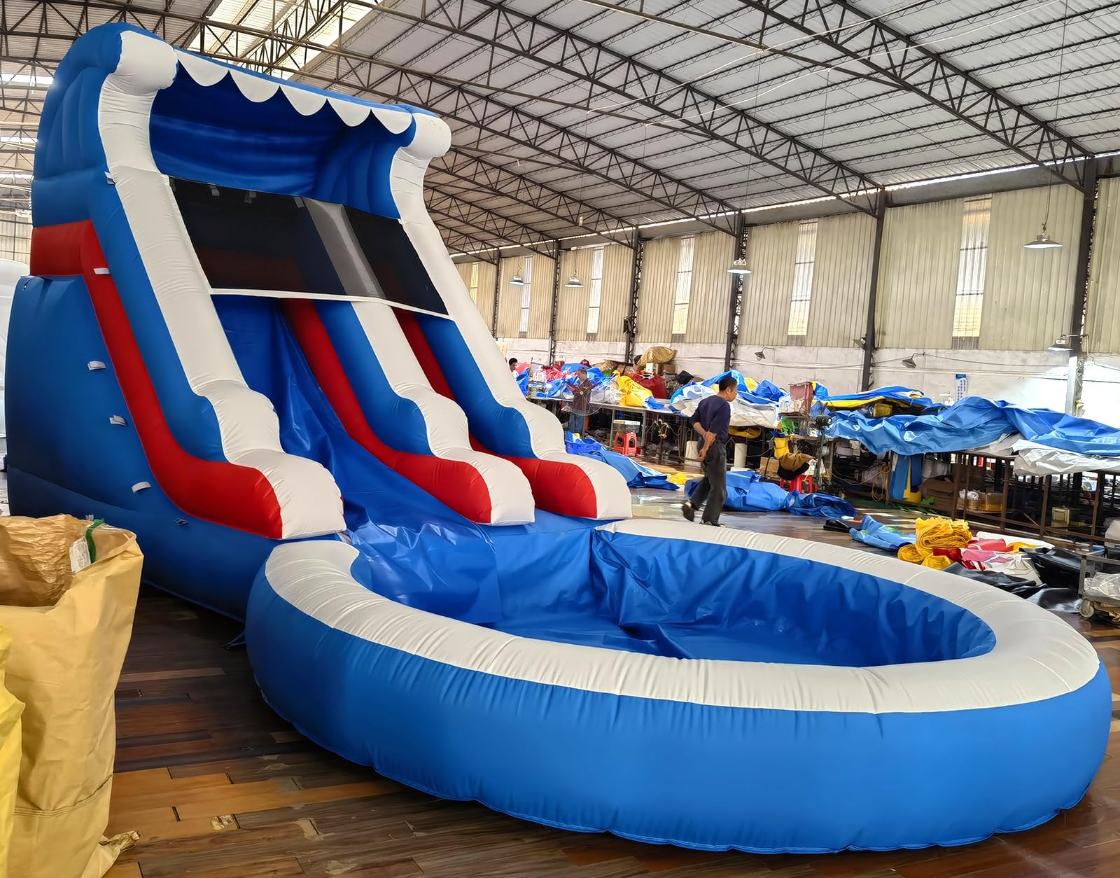 24FT(L) Commercial Grade Water Slide for Kids Adults, (Heavy Duty Full PVC) (Big Airtight Water Pool), (1100w UL Blower), Inflatable Waterslide for Backyard, Ocean Outdoor Slide Park, 24x13x12ft