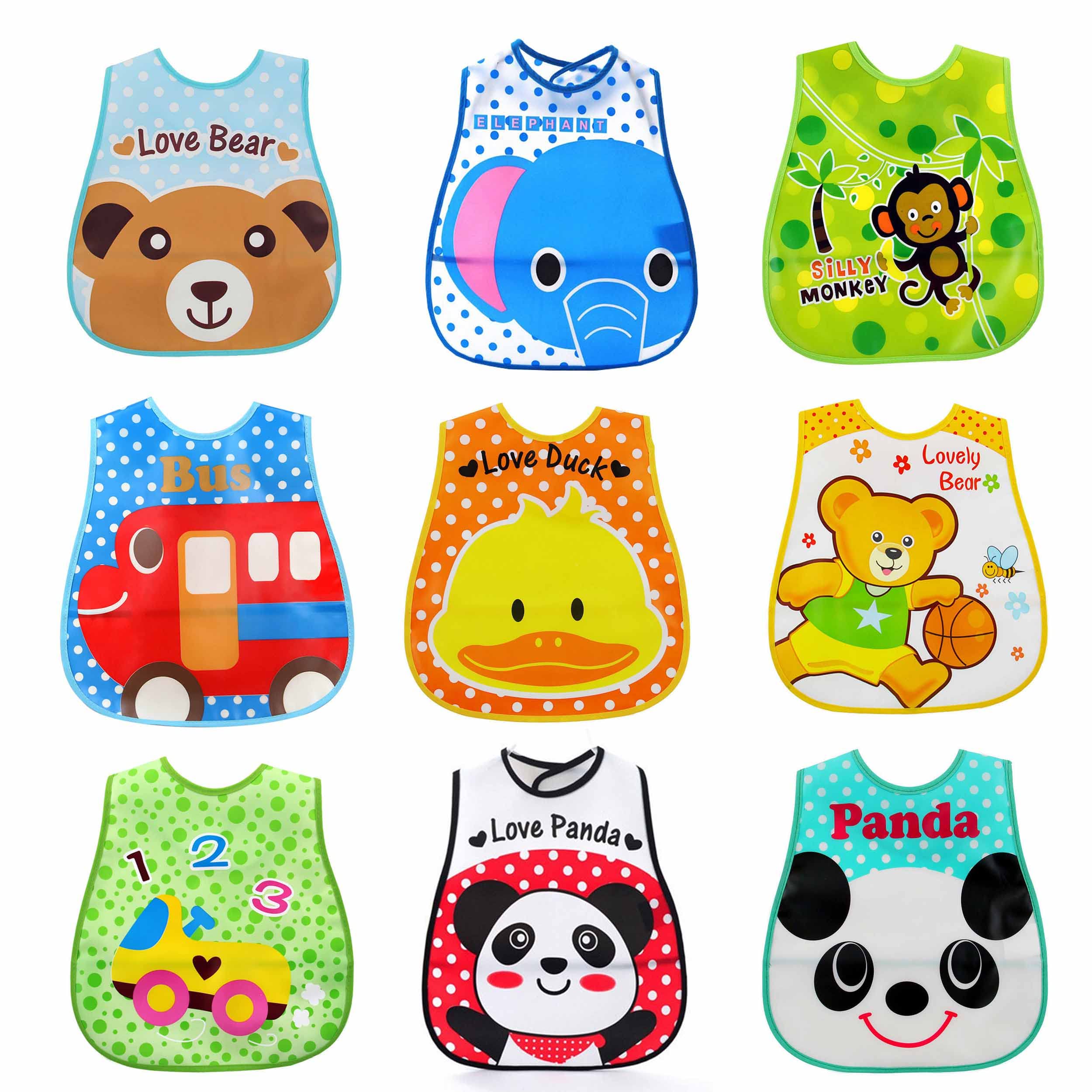 SLOSH Lätzchen Fütterlätzchen Wasserdicht Babylätzchen Abwaschbar Einfache Reinigung für Babys und Kleinkinder Jungen und Mädchen Set (Multicolor)