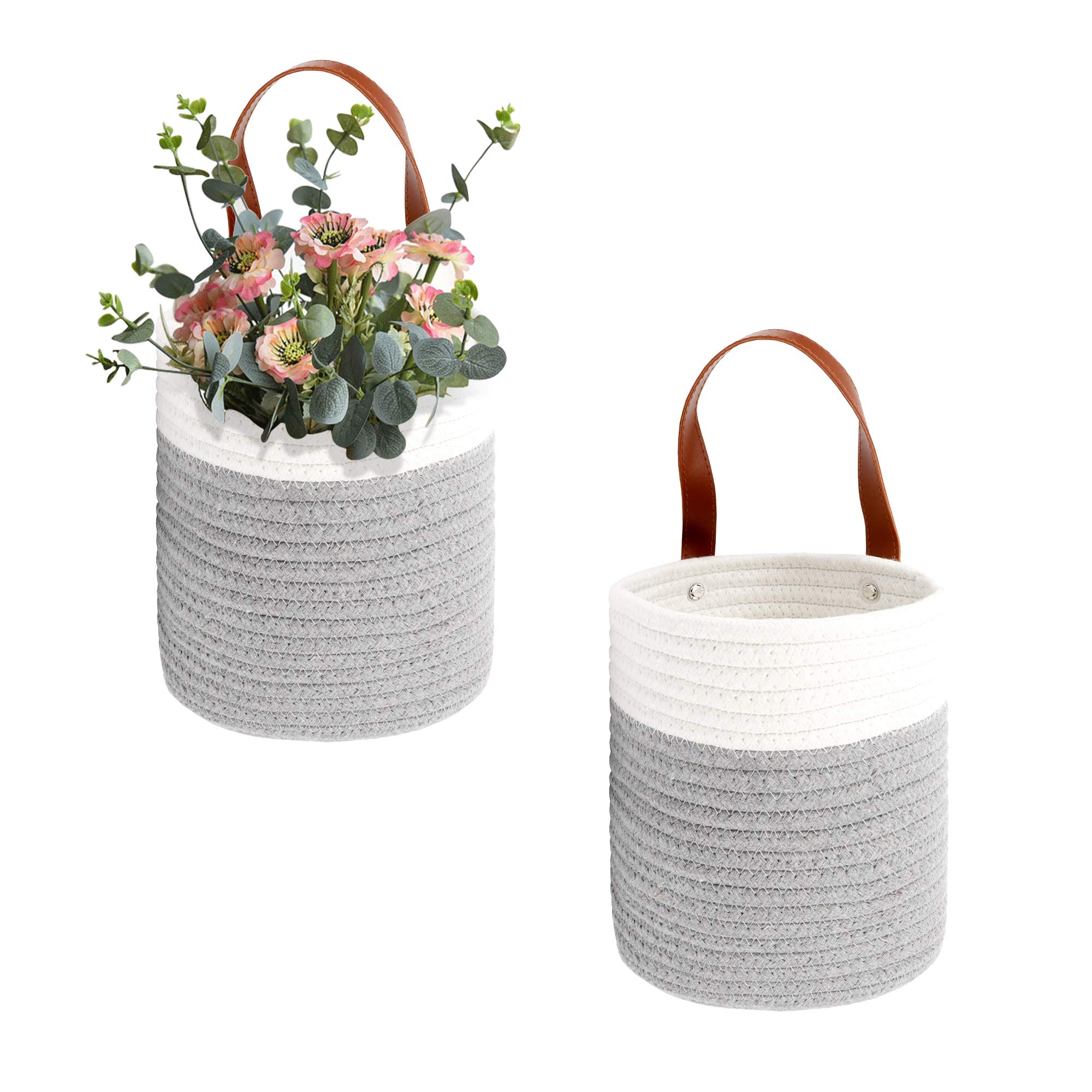 Lot De 2 Paniers Muraux à Suspendre, Panier De Rangement Pour Legumes Et Fruits En Corde De Coton Decoratif Pour Salon Salle De Bain Cuisine Et Chambre A Coucher 20 X 19 X 25 Cm 90137080
