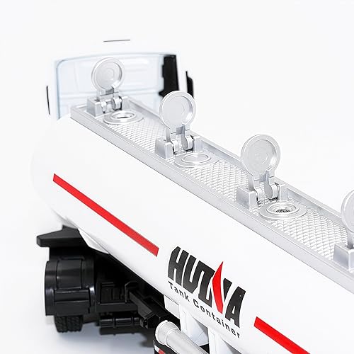 Miniatura 6 de Gemini&Genius Juguete de remolque cisterna de petróleo, resistente, de aspecto realista, de aleación, vehículo de juguetes de automóvil, camión