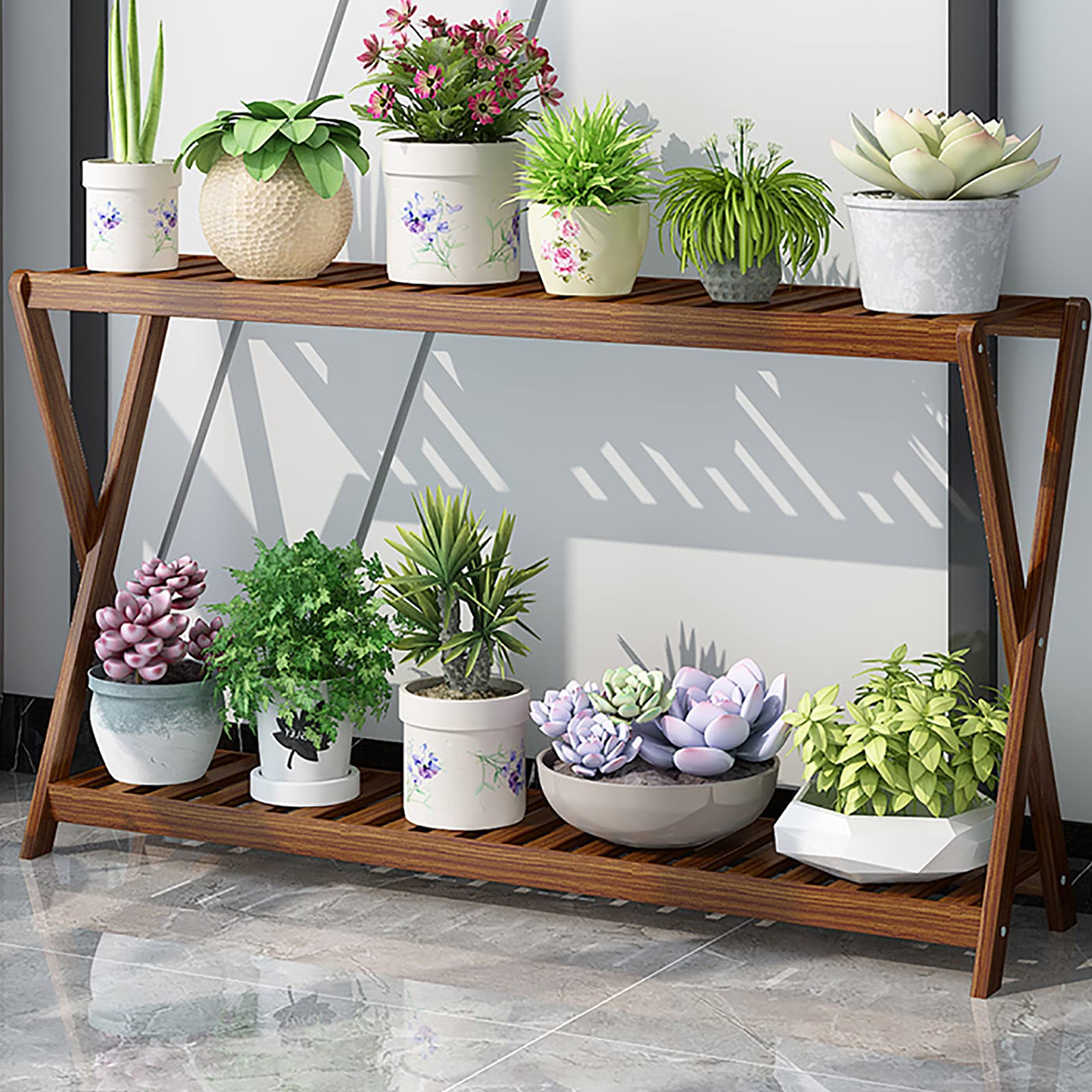 QLLL Garten Pflanztisch mit Aufbewahrung, Gartenarbeitstisch, Pflanztisch für Terrasse/Hinterhof/Garten, Natur Garten