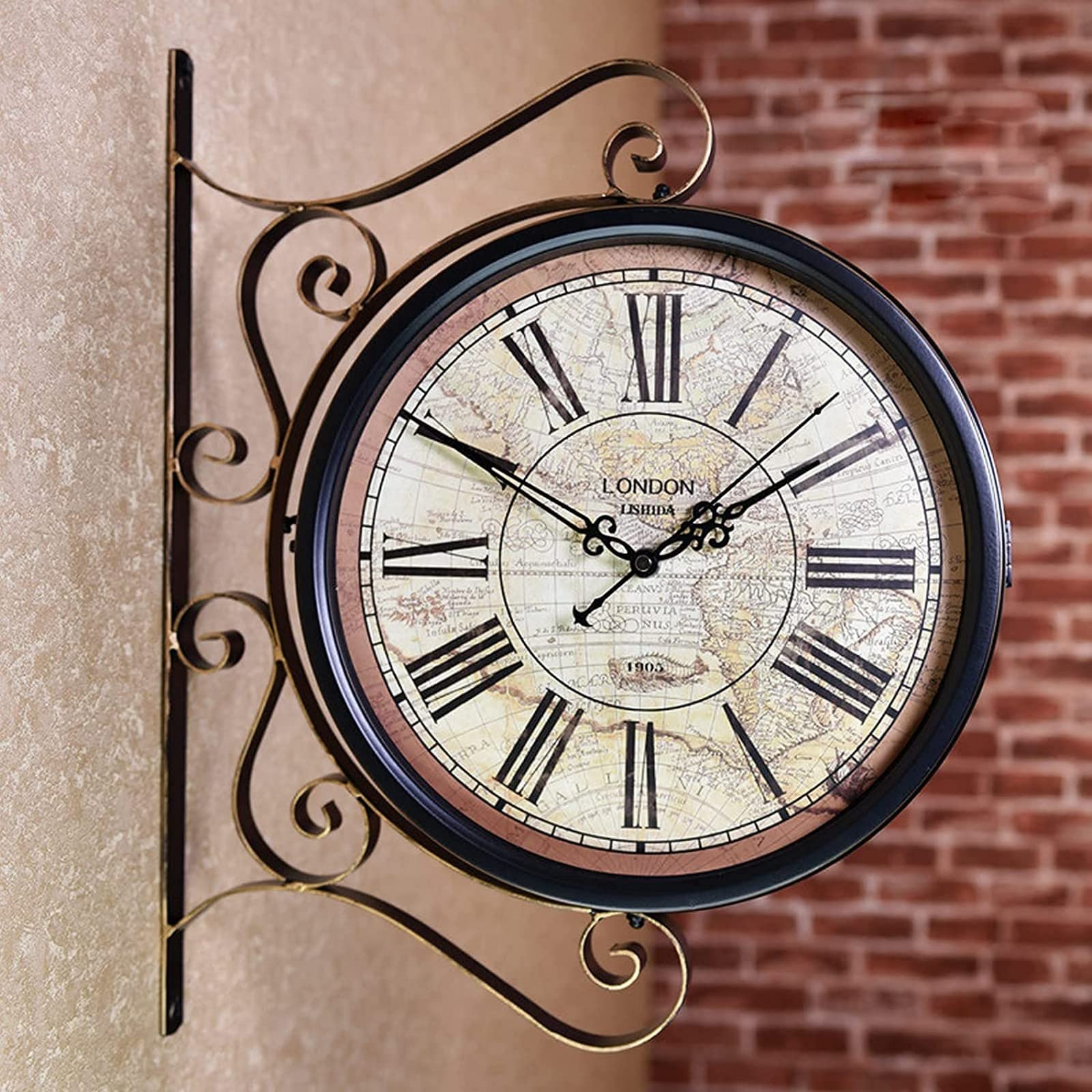 Outside Clock Outdoors Vintage Double Sided Wall Clock, Retro Outdoor Clocks  For The Garden, image size:1600x1600