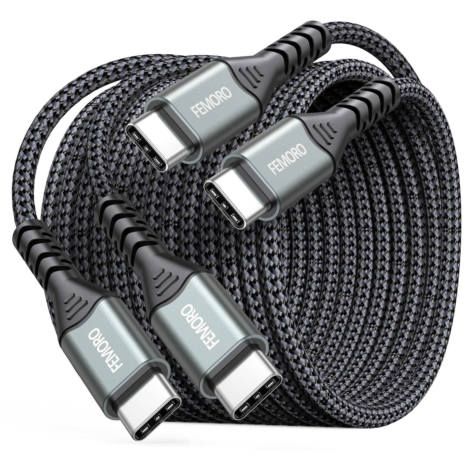 USB C Cable 15ft Pack of 2, 60W Extra Long USBC to Type C Fast Charging Cord, Nylon Braided USB-C Data Transfer Cables for iPhone 16/15 Series Samsung