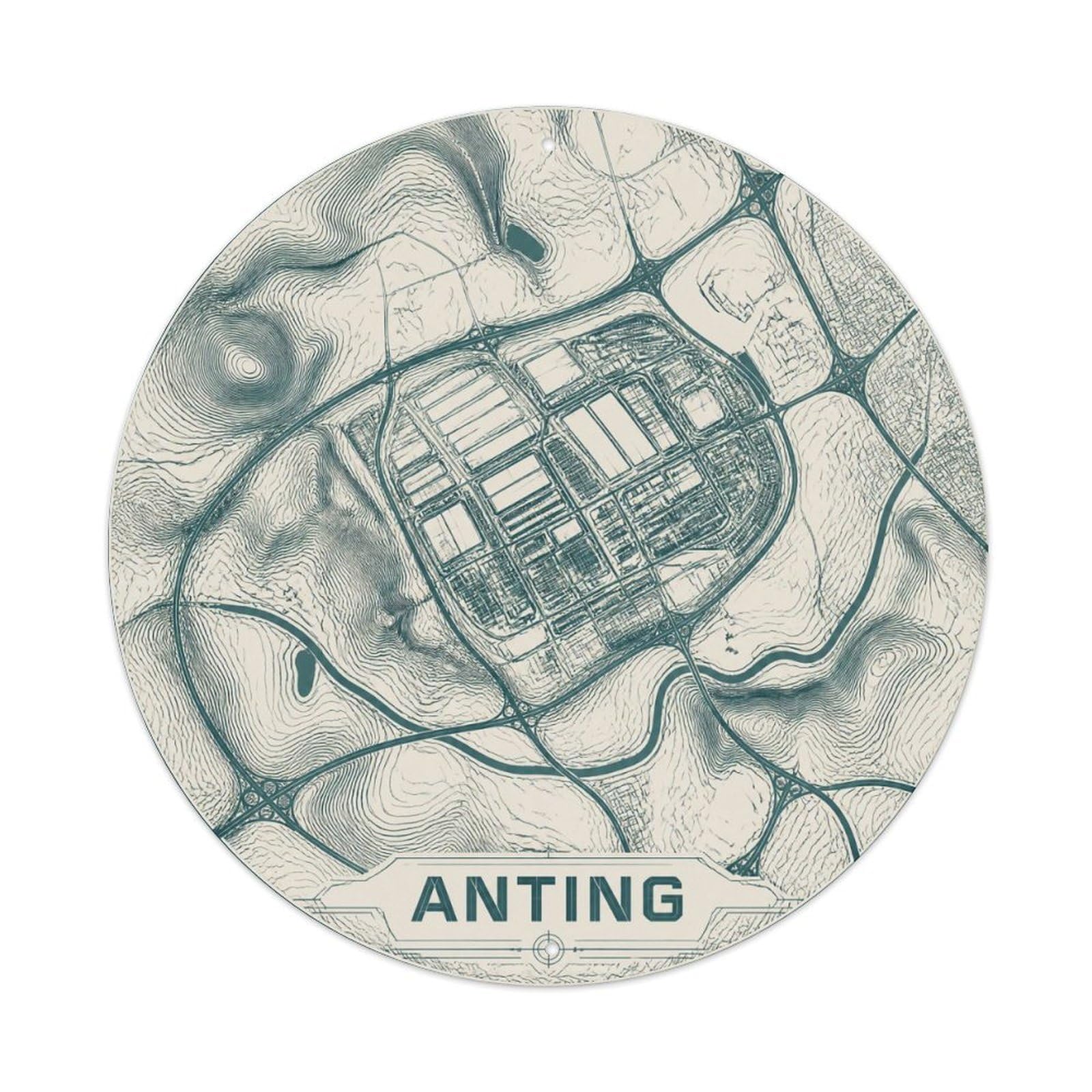 Okngb Style Anting Map Shanghai Vintage Landmark Collector Badge Metal Tin Sign Plaque Wall Decor For Cafe, Man Cave, Club Bar, Office, Home Garden Round Metal Poster 8X8inch