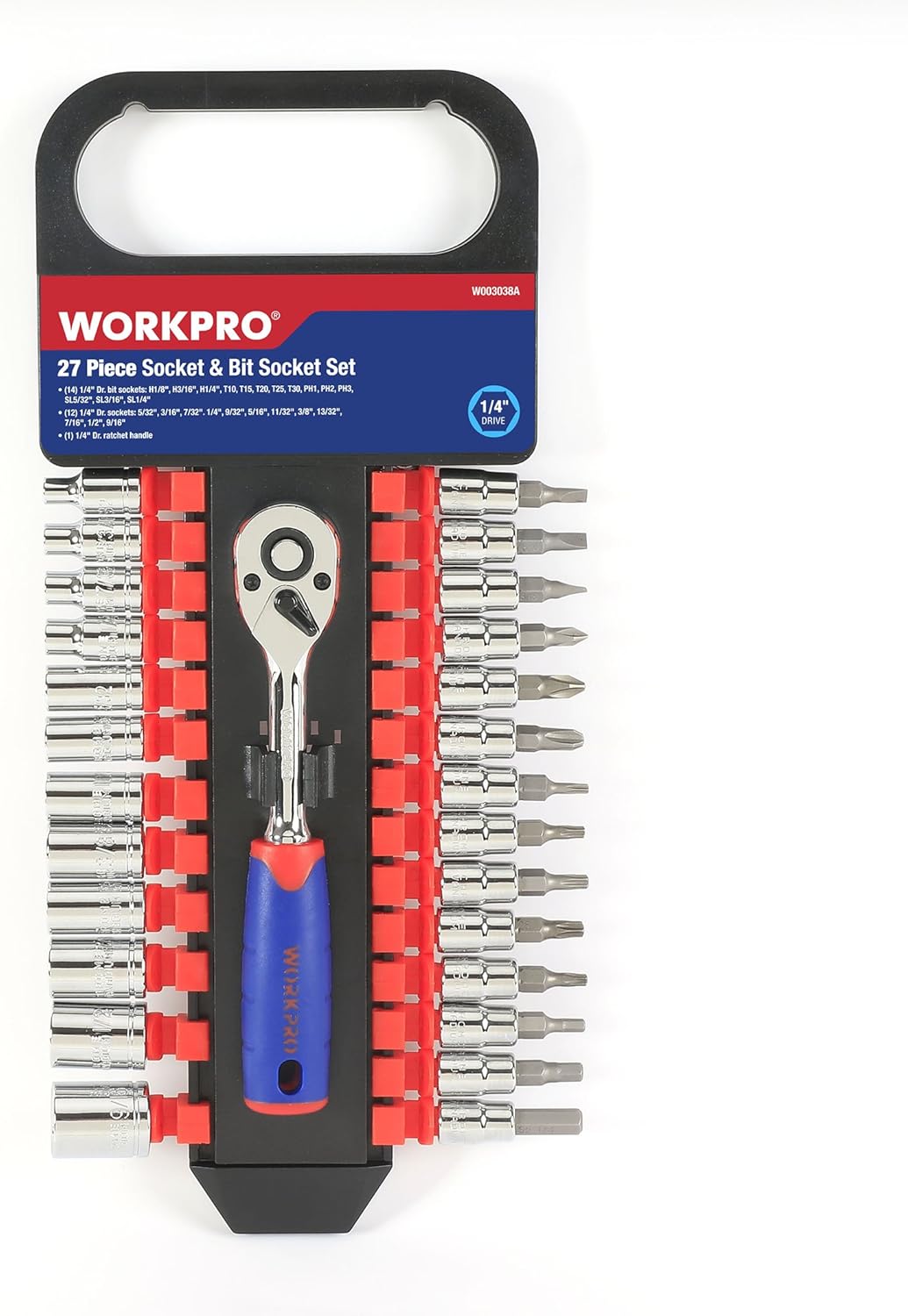WORKPRO Socket Set, Bit Sockets Set, 1/4-Inch Drive, Quick Release ...