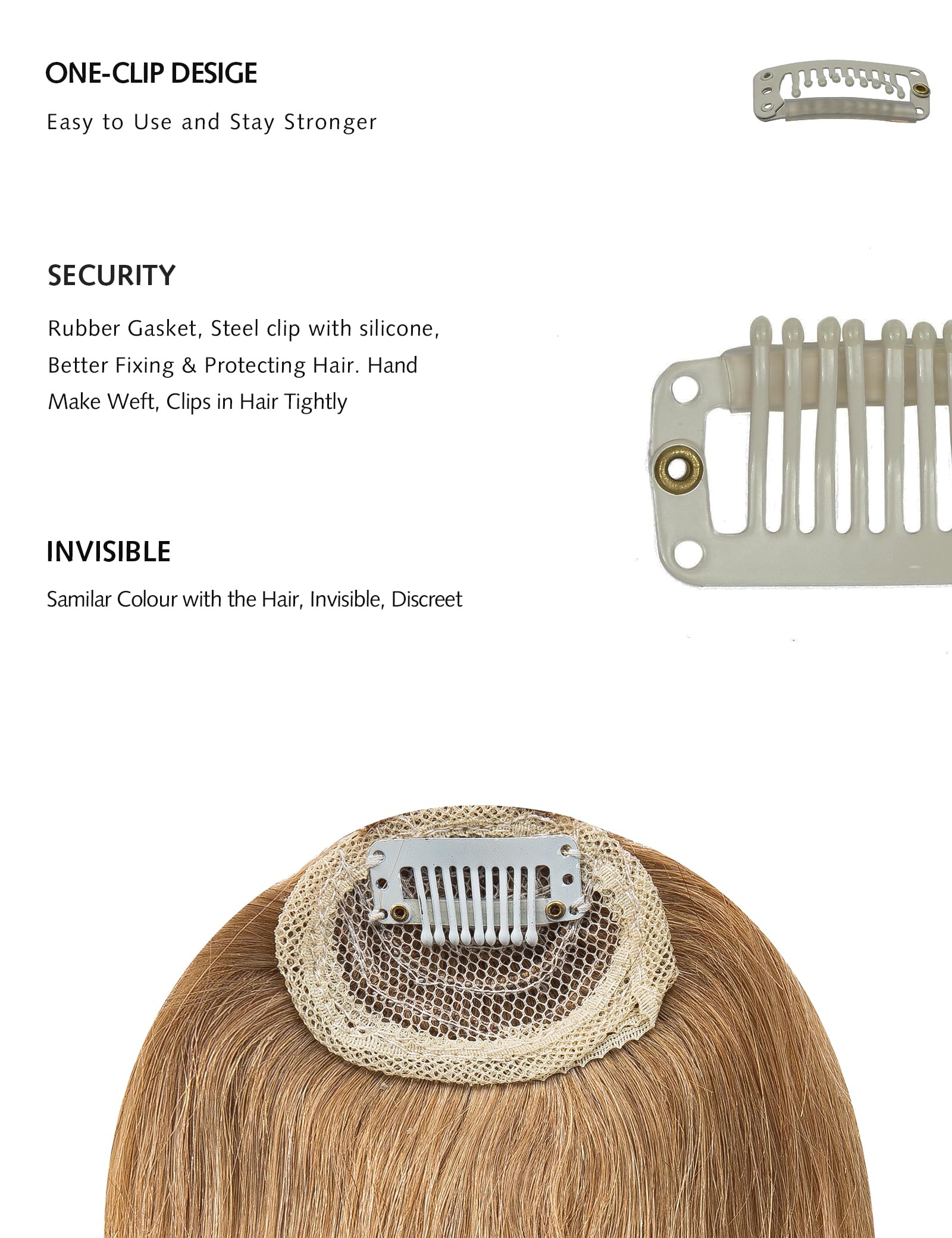 Yamel Honey Blonde Real Human Hair Unique Irregular Fringe Clip-in Bangs Hair Extension for Women - Image 4